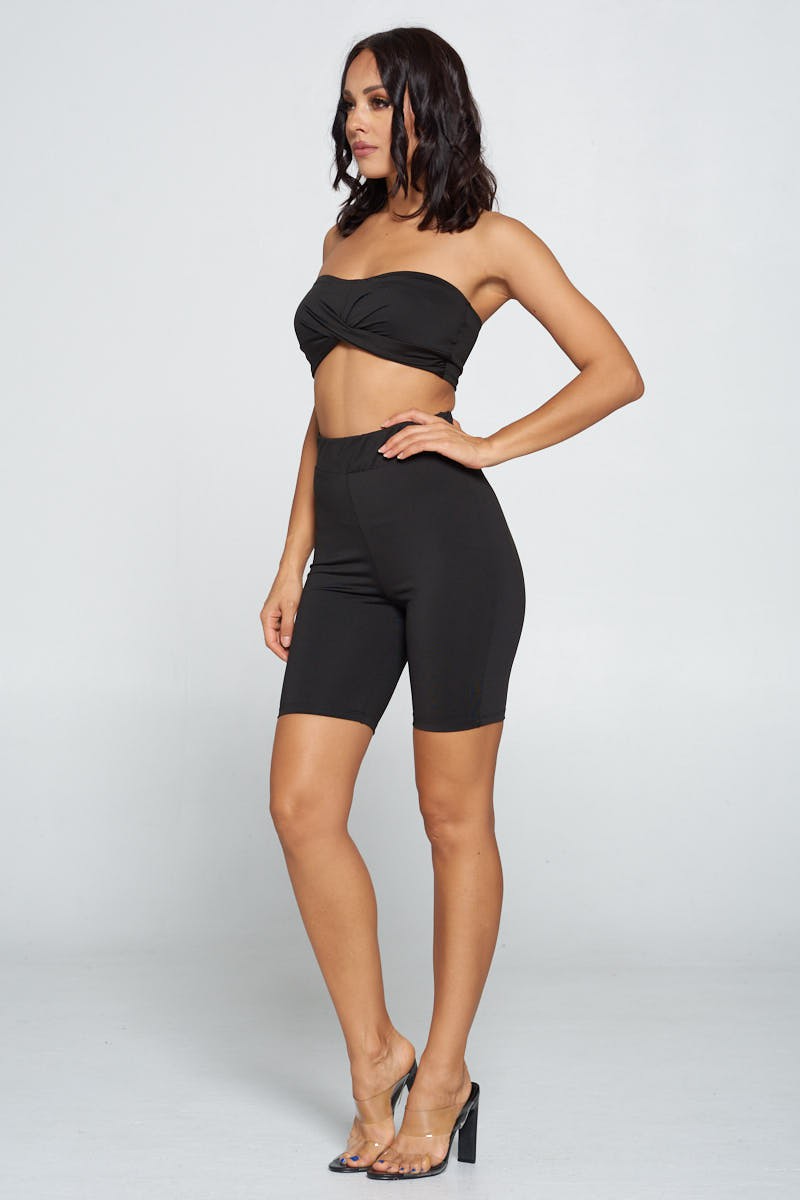 Crop Tube Top and Shorts - 2 Piece Set