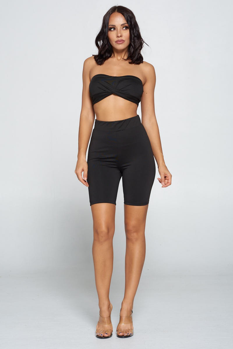 Crop Tube Top and Shorts - 2 Piece Set