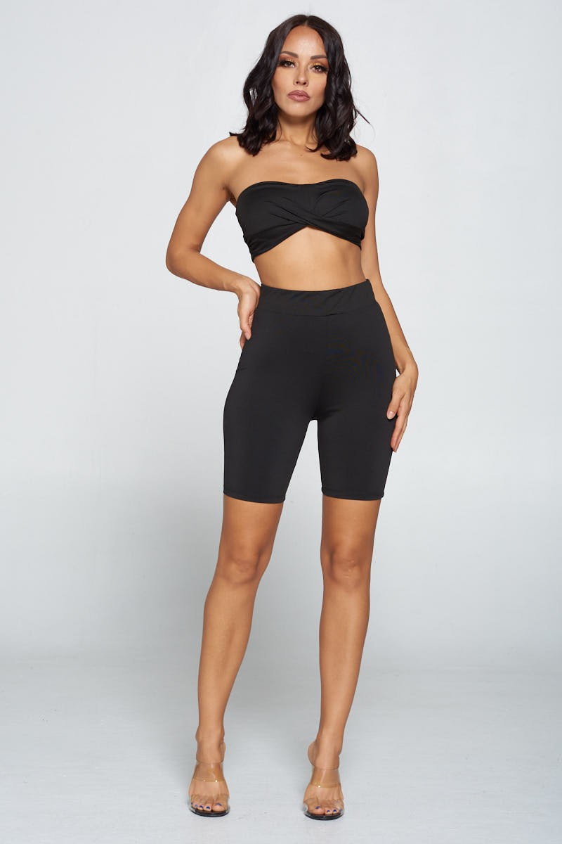 Crop Tube Top and Shorts - 2 Piece Set