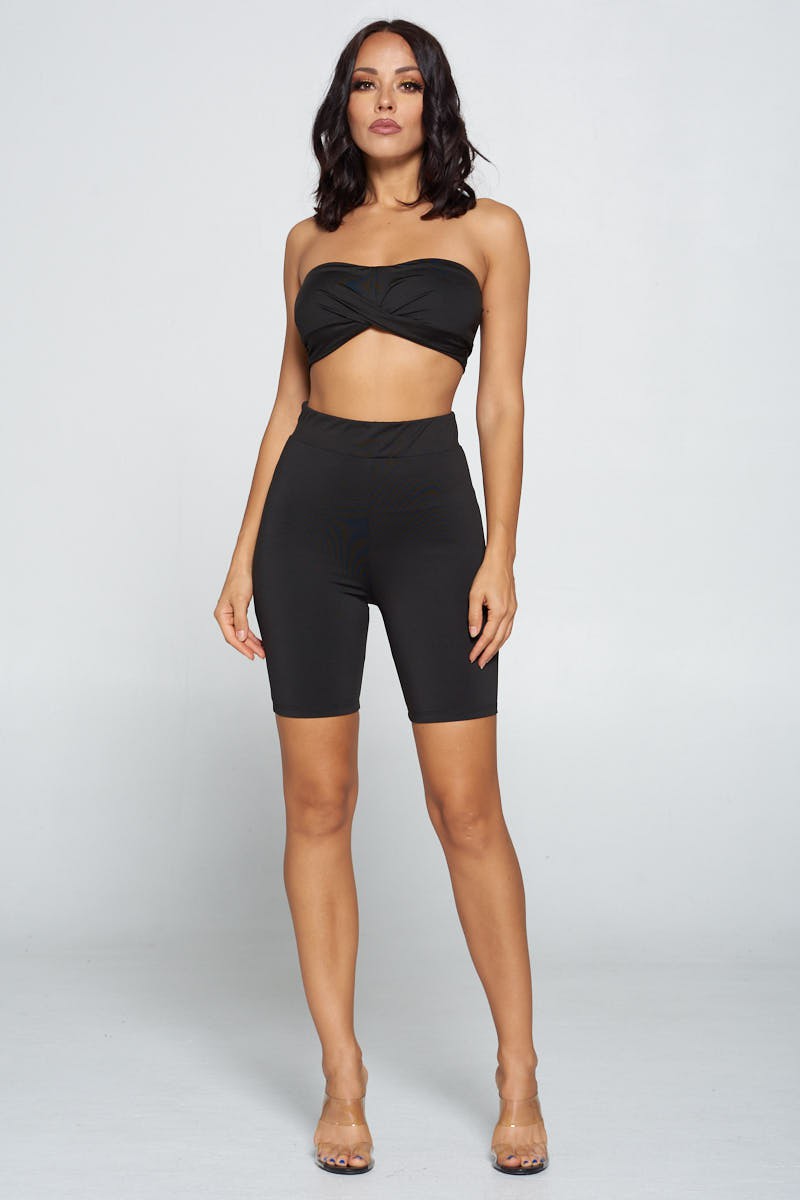 Crop Tube Top and Shorts - 2 Piece Set