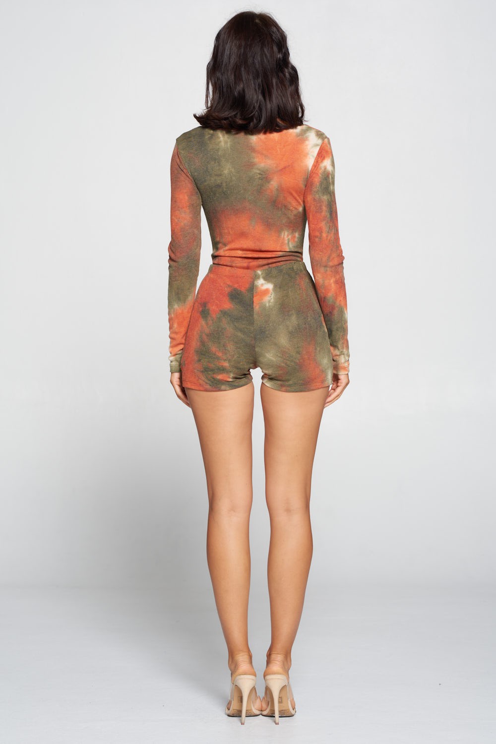 Tie-Dye Long Sleeve Bodysuit and Shorts - 2 Piece Set