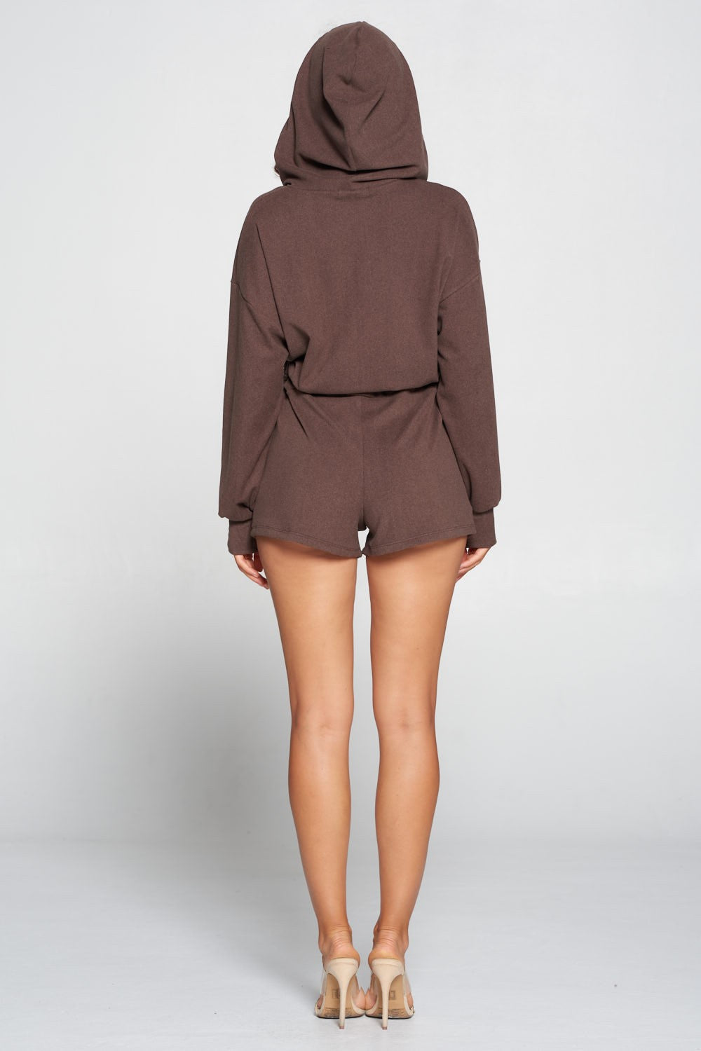 Drop Shoulder Hooded Romper