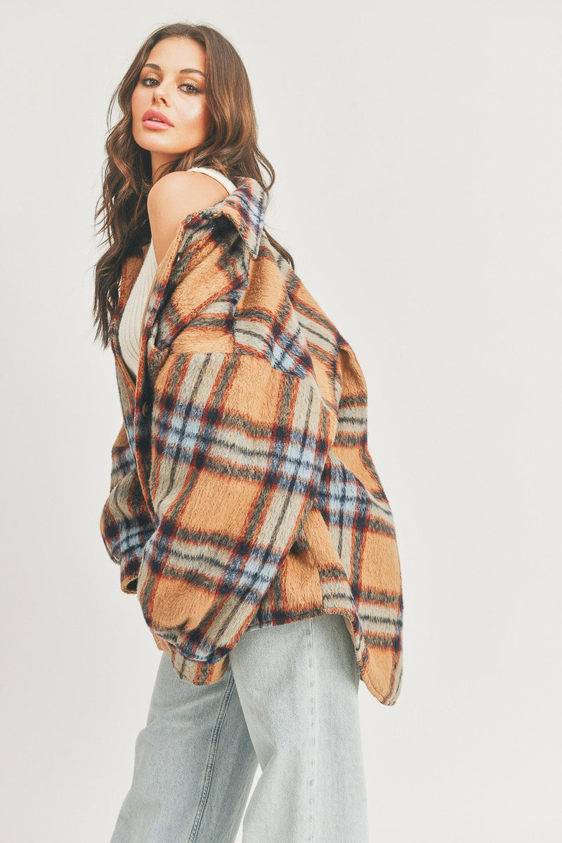 Button Down Shirts Oversized Plaid Jacket