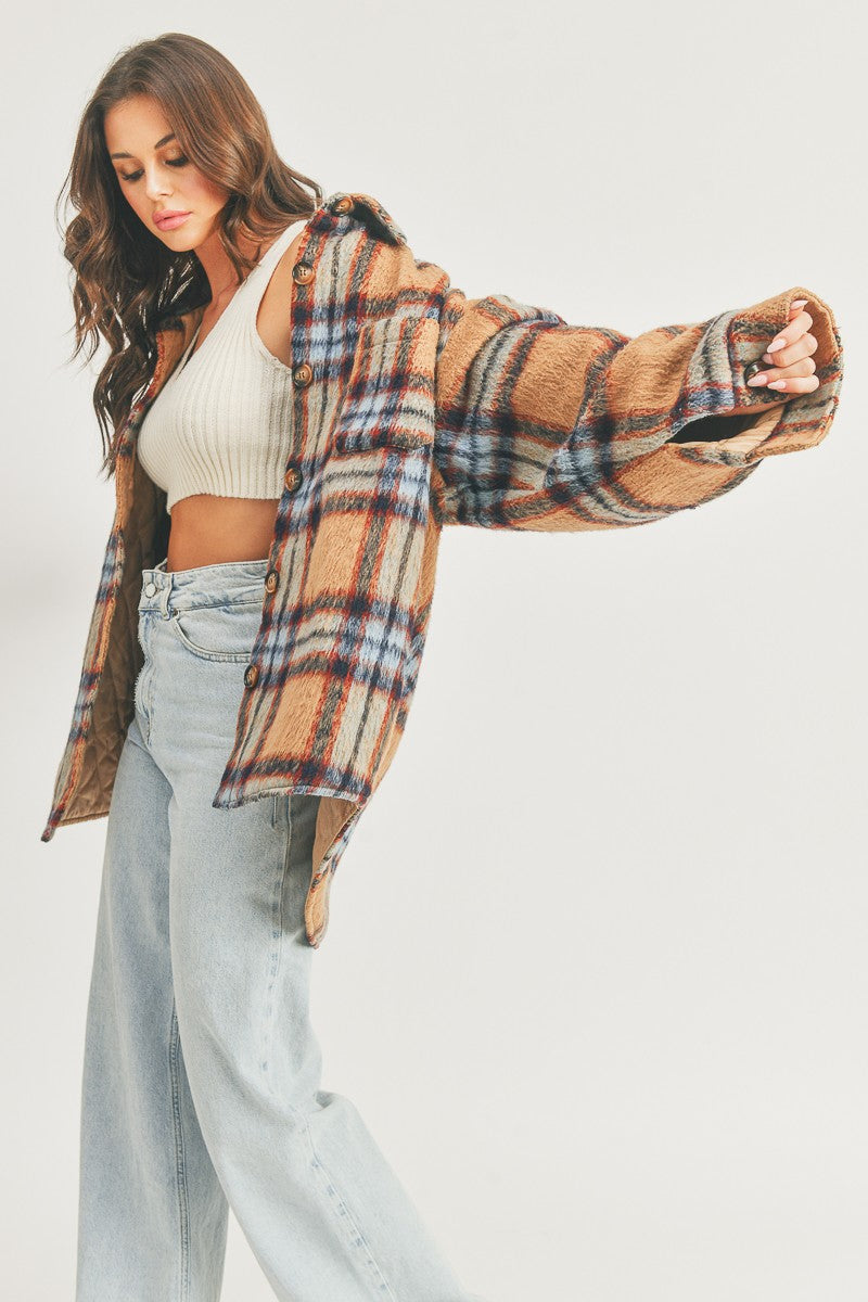 Button Down Shirts Oversized Plaid Jacket