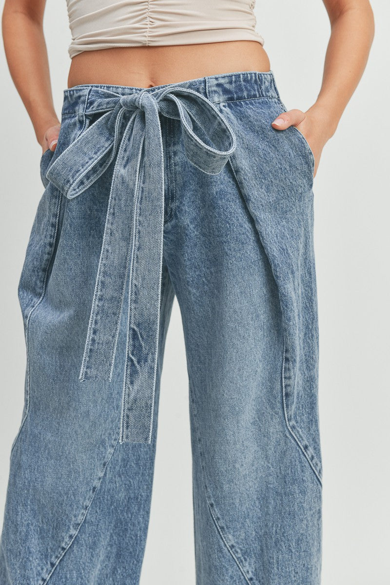 Bow-Knot Tie Casual Denim Pants