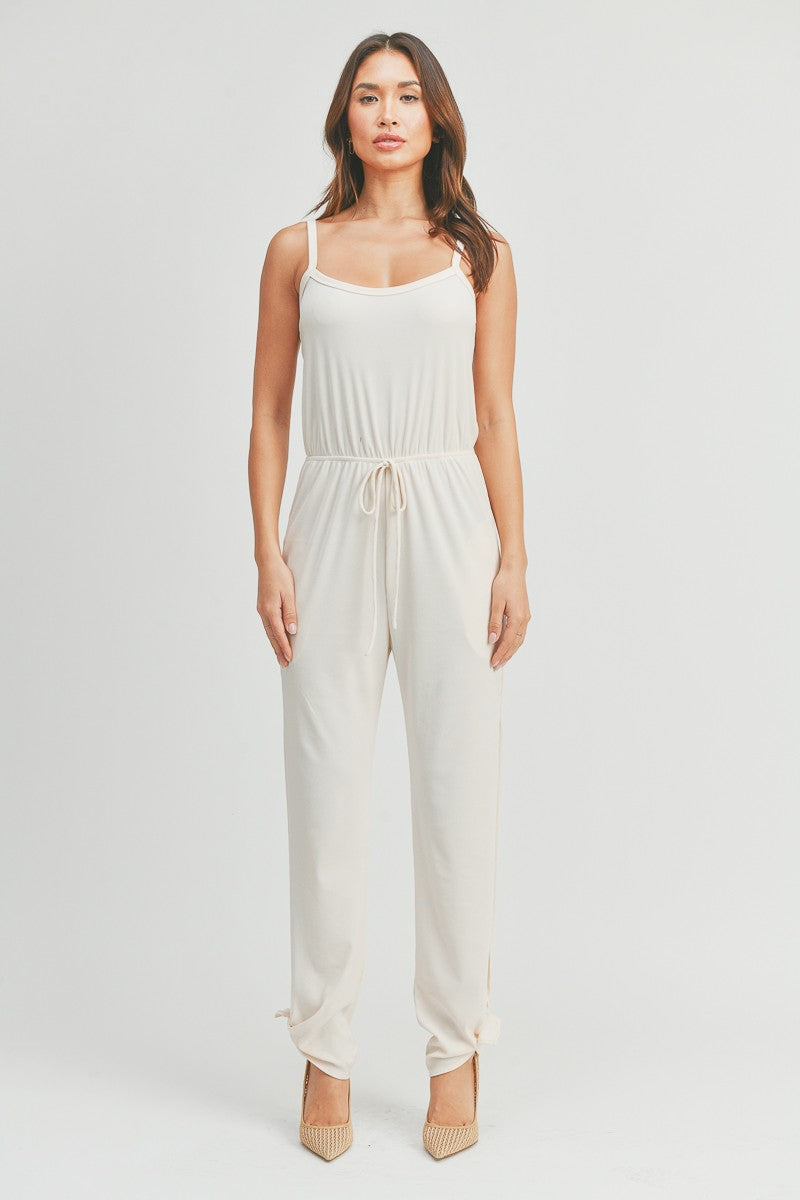 Overall Sleeveless One Piece Slit Pants Jumpsuit