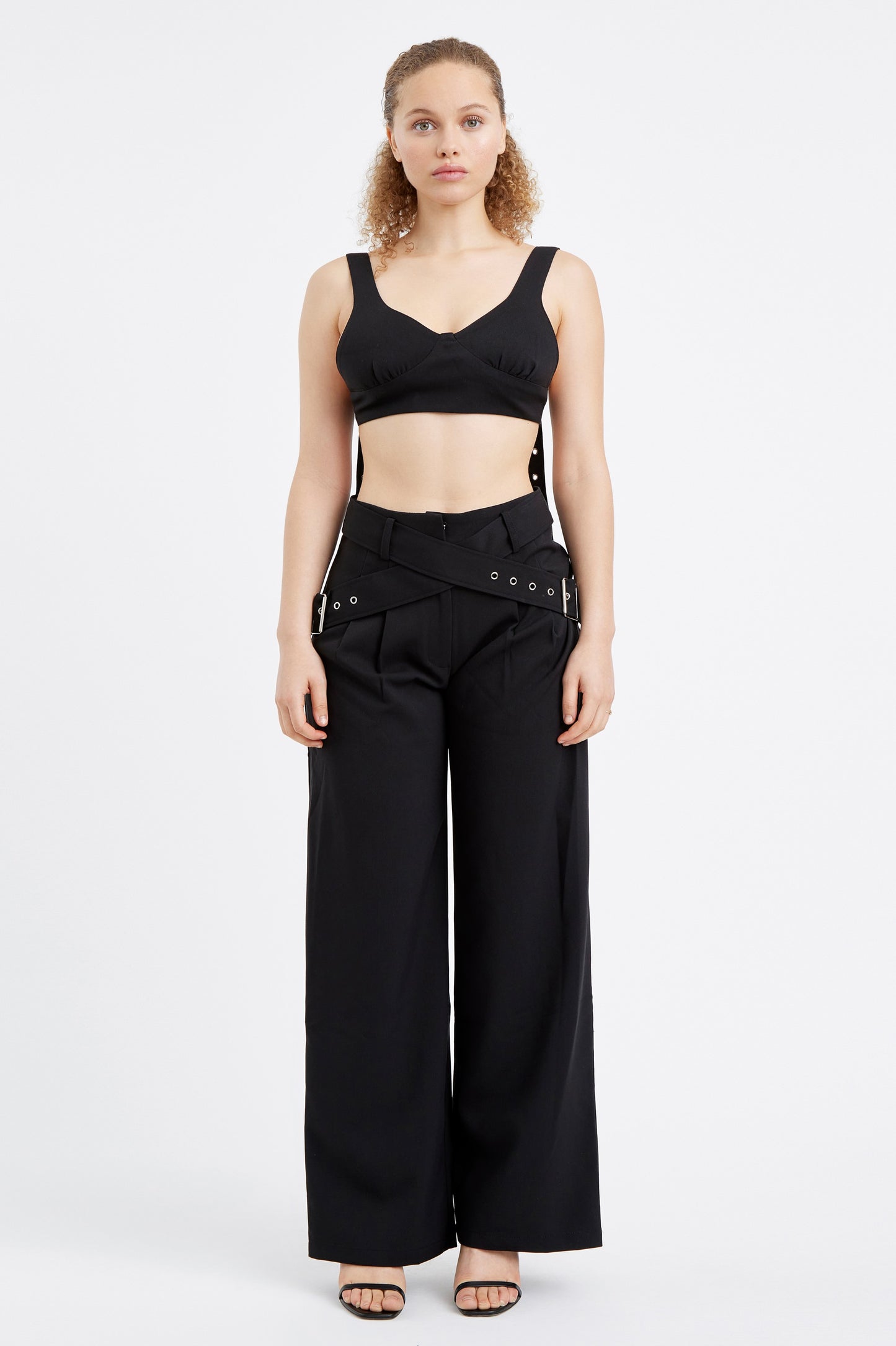 Sleeveless Crop Tank Top and Wide Leg Pants - 2 Piece Set