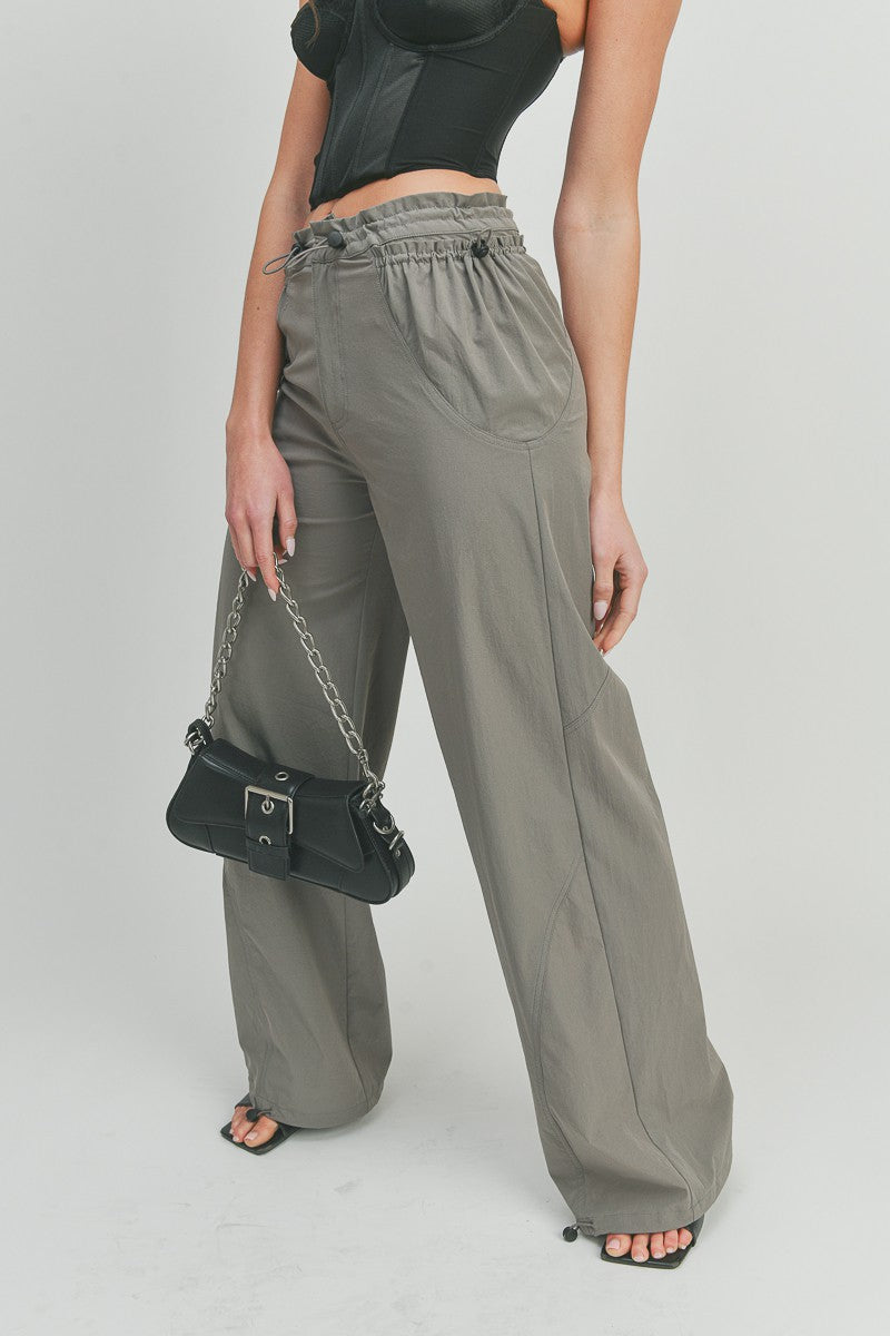 Casual Wide Leg Elastic Waist Pants Trousers