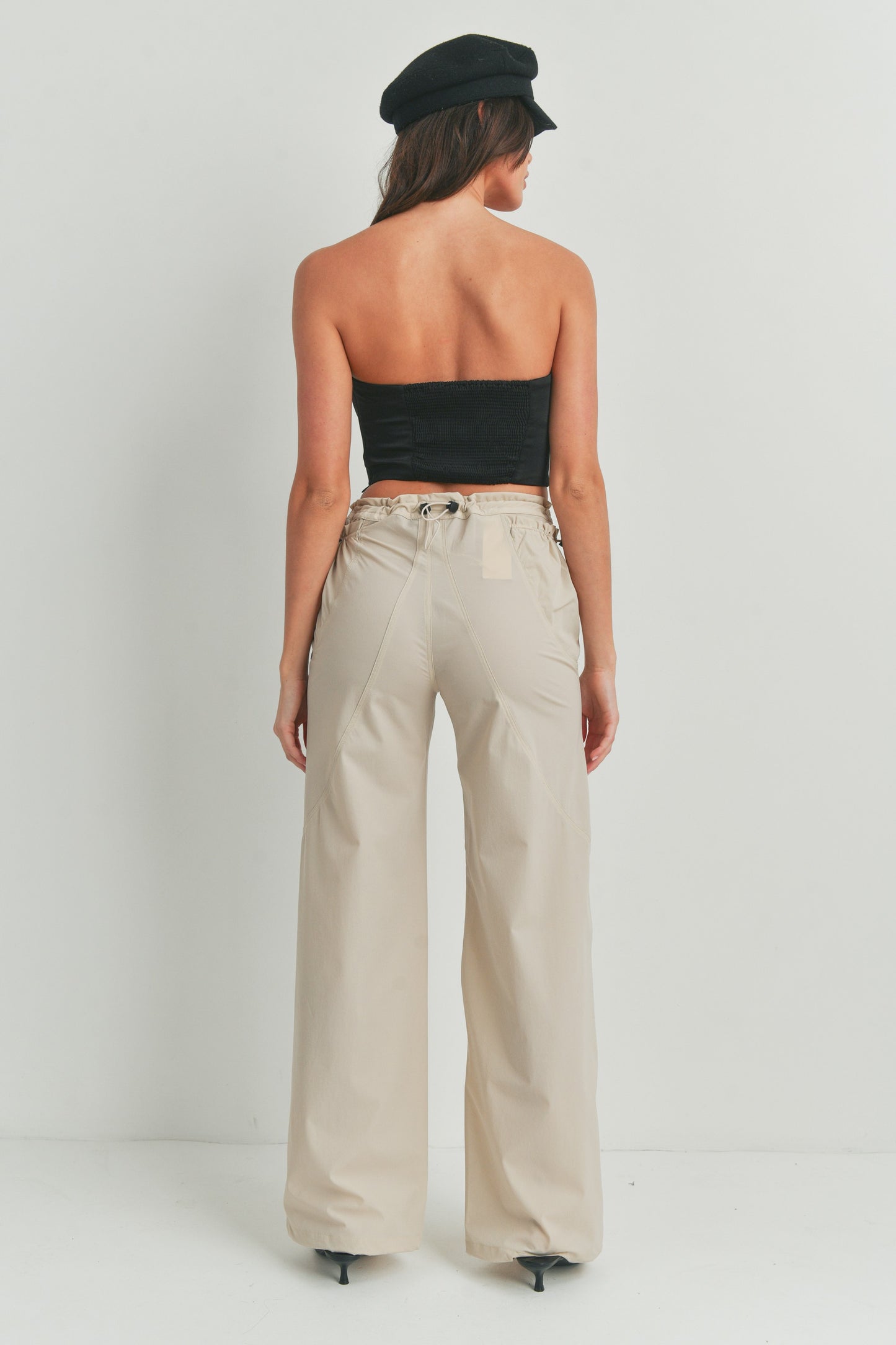 Casual Wide Leg Elastic Waist Pants Trousers