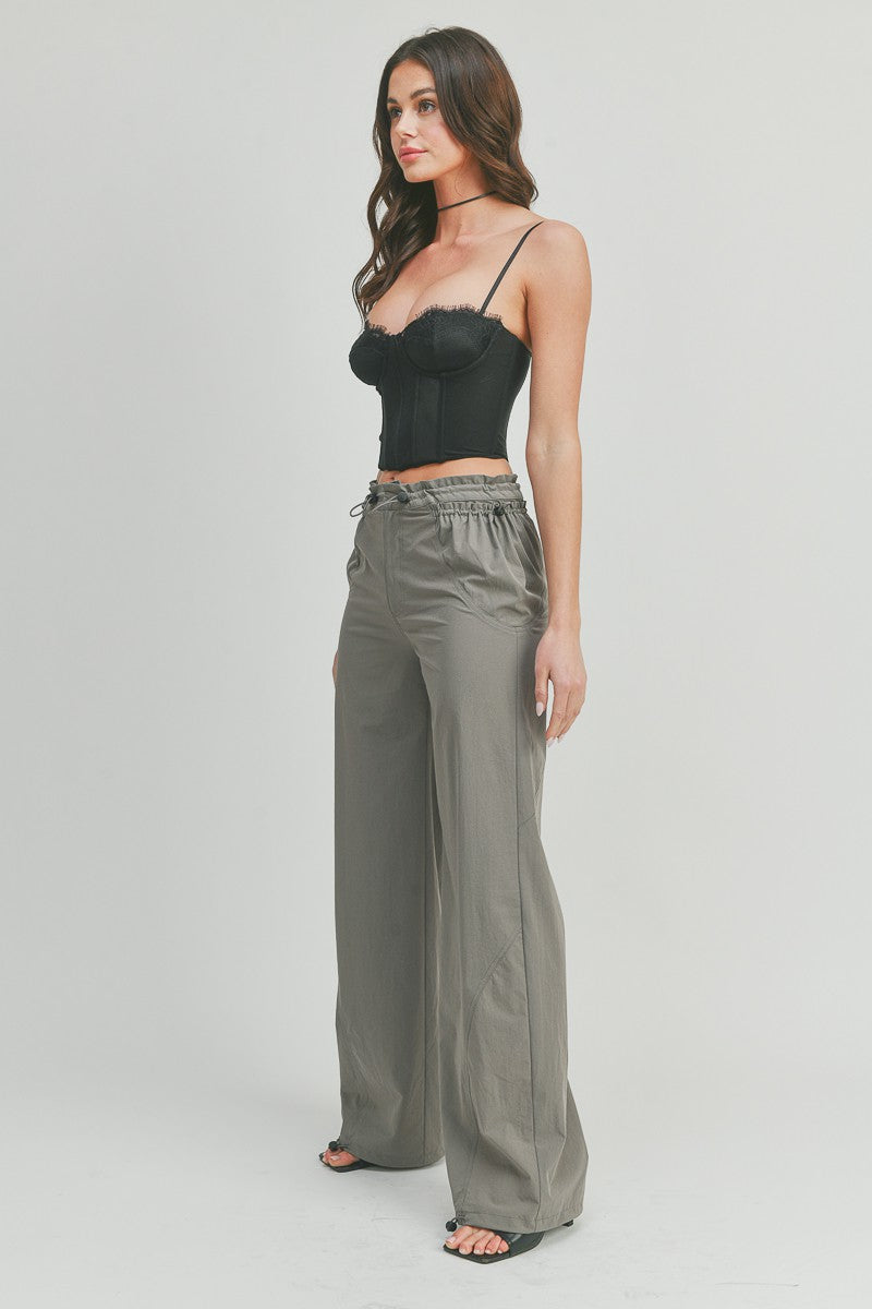 Casual Wide Leg Elastic Waist Pants Trousers