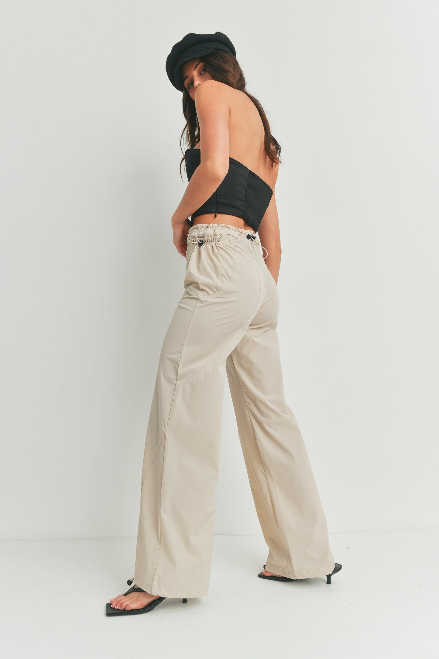 Casual Wide Leg Elastic Waist Pants Trousers