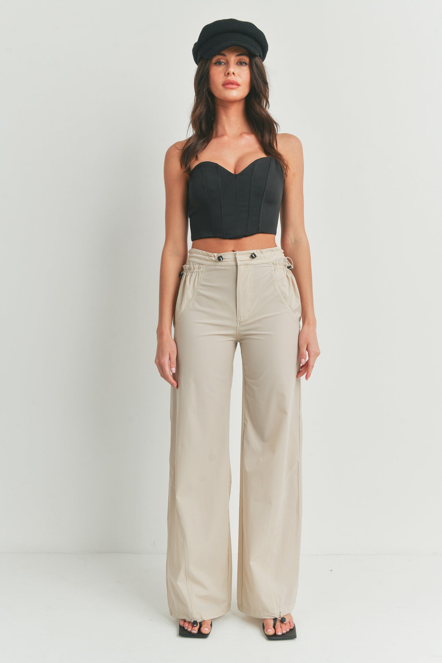 Casual Wide Leg Elastic Waist Pants Trousers