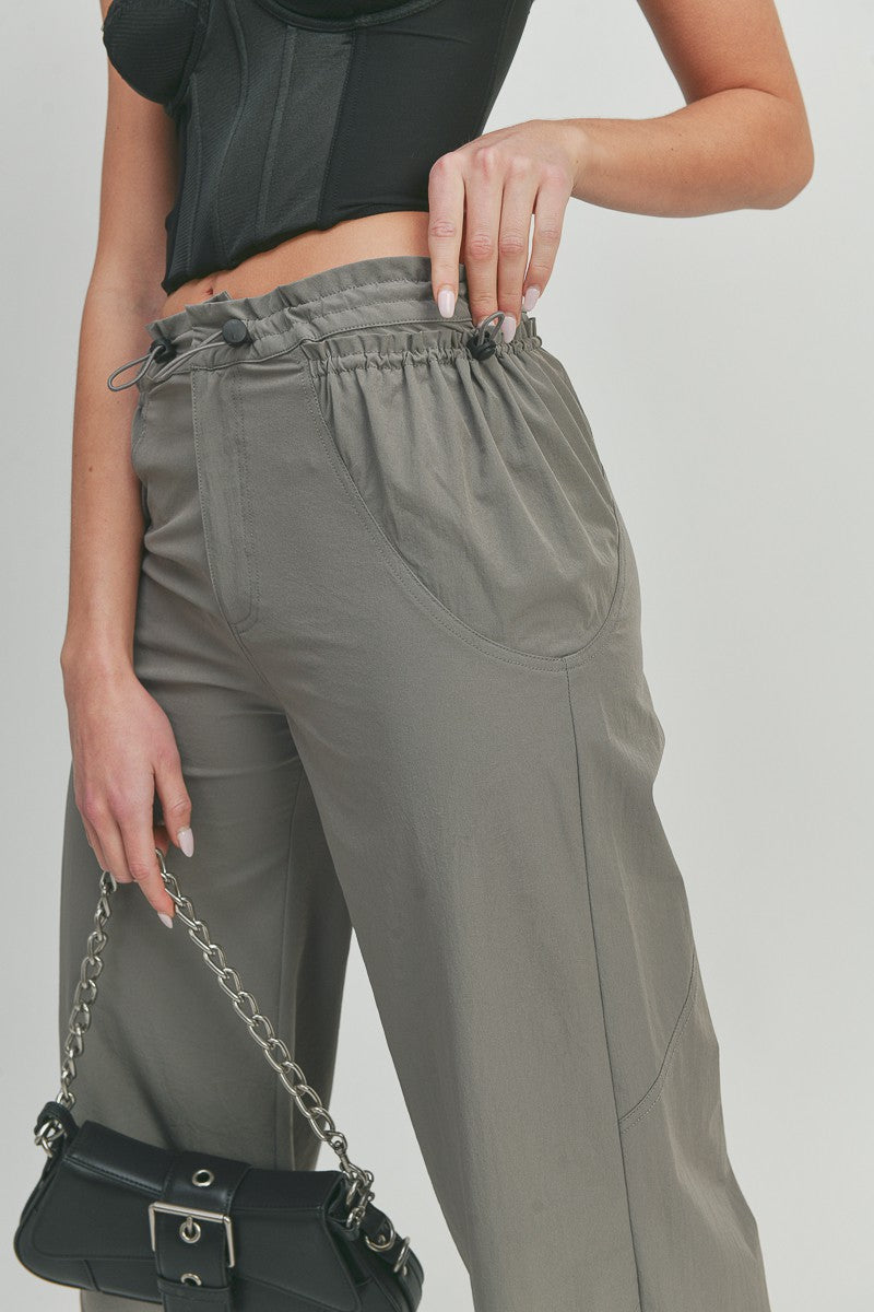 Casual Wide Leg Elastic Waist Pants Trousers