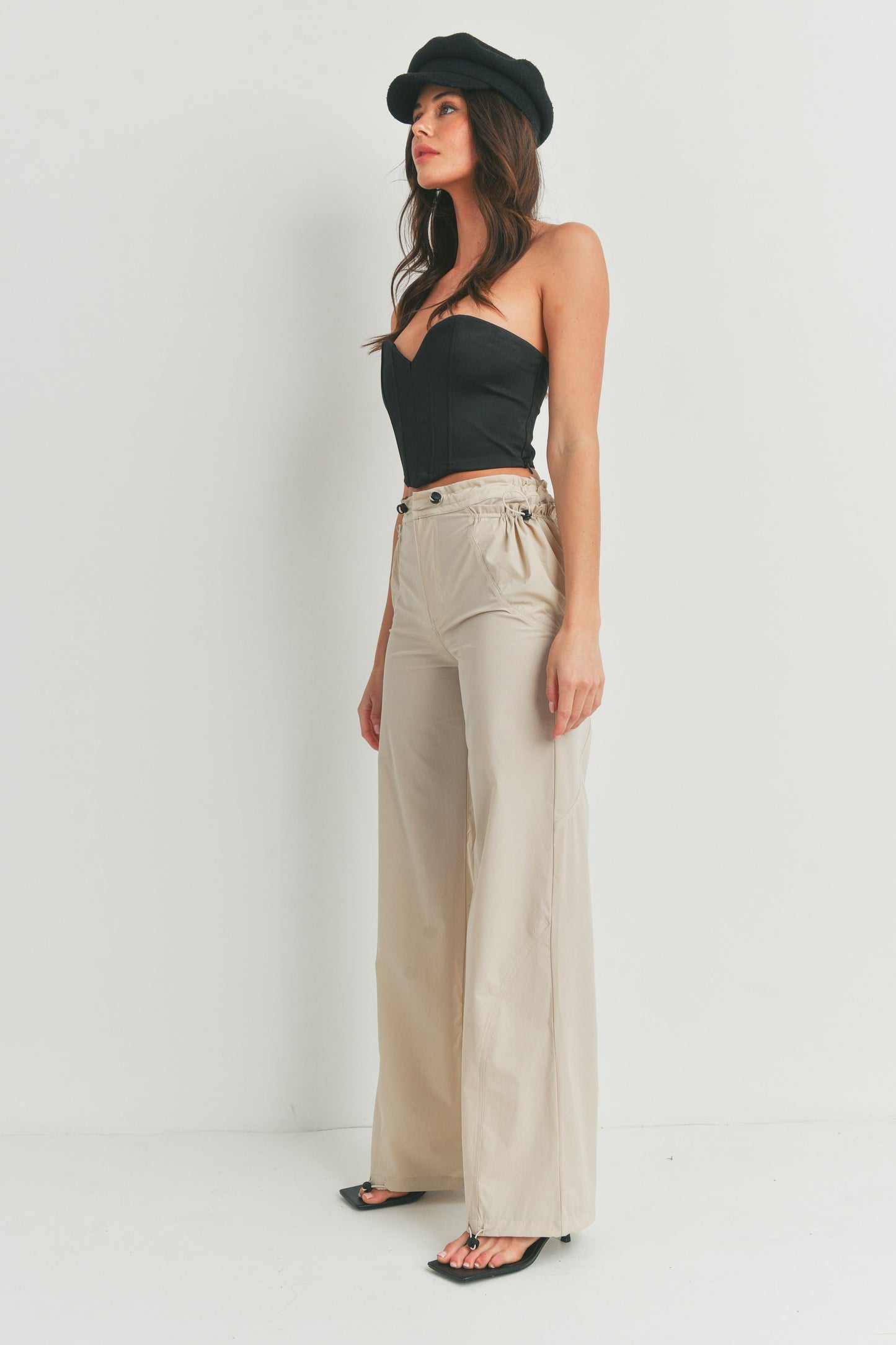 Casual Wide Leg Elastic Waist Pants Trousers