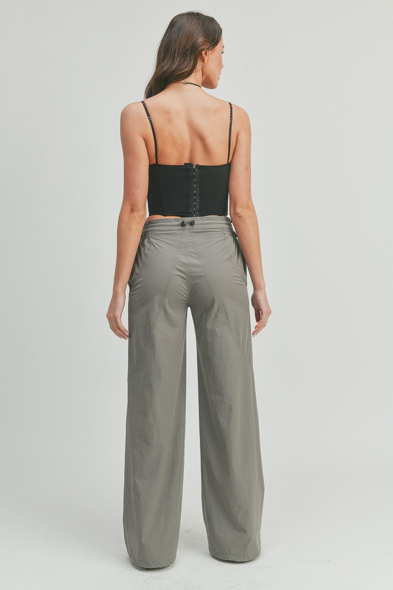 Casual Wide Leg Elastic Waist Pants Trousers