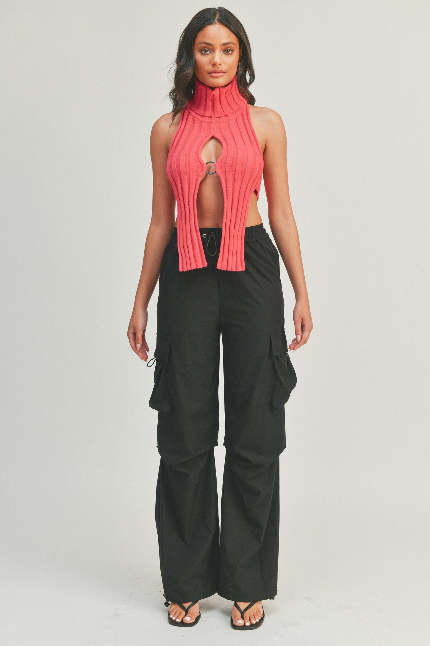 Wide Leg High-Waisted Parachute Y2K Cargo Pants