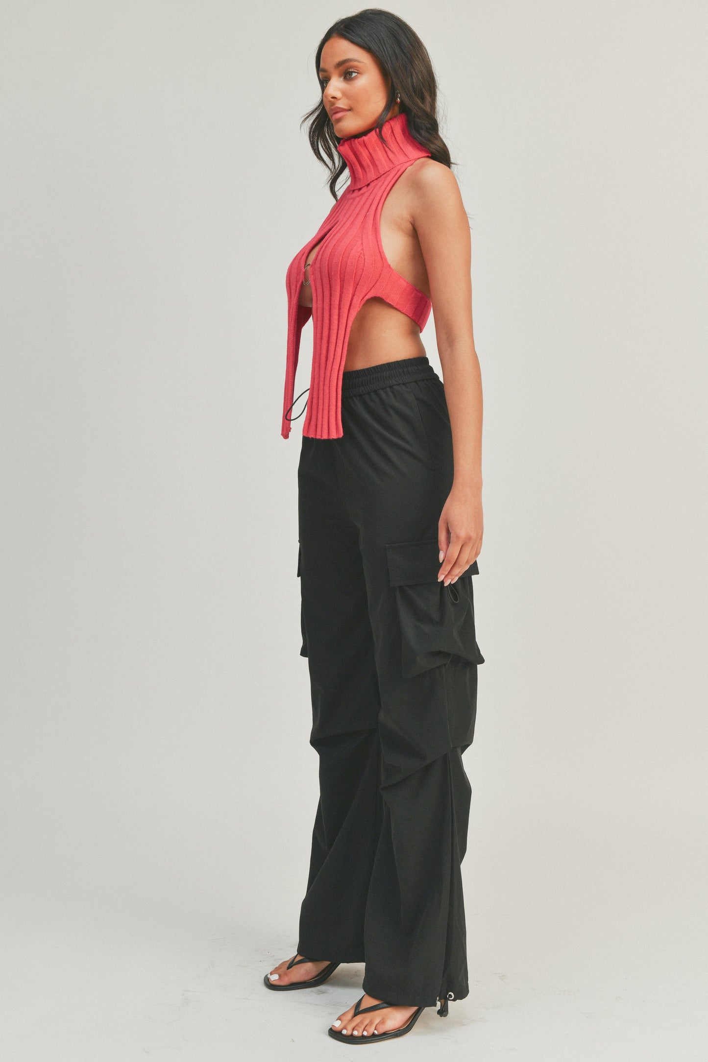 Wide Leg High-Waisted Parachute Y2K Cargo Pants