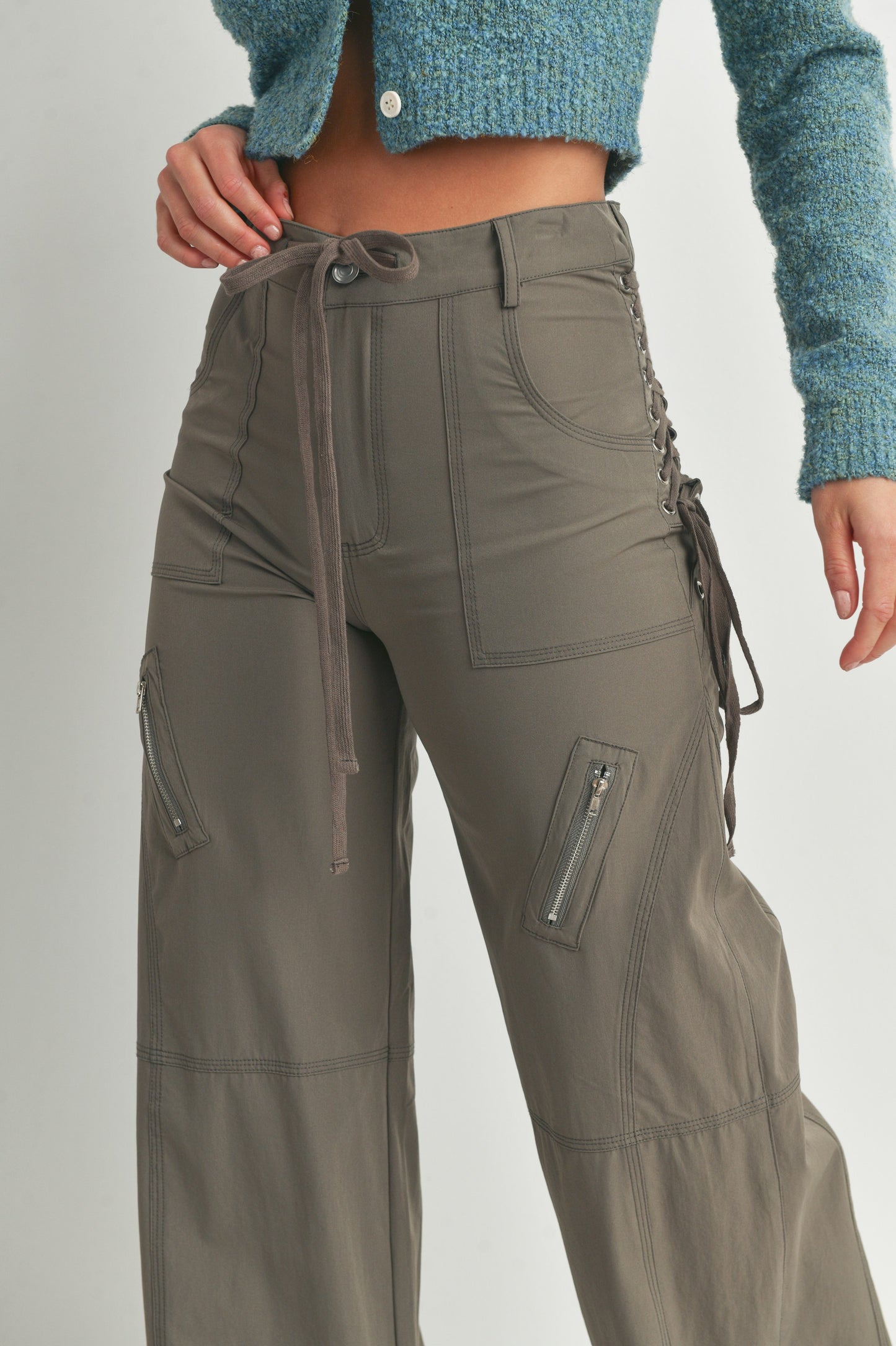 Casual Zipper Wide Leg Pants Trousers