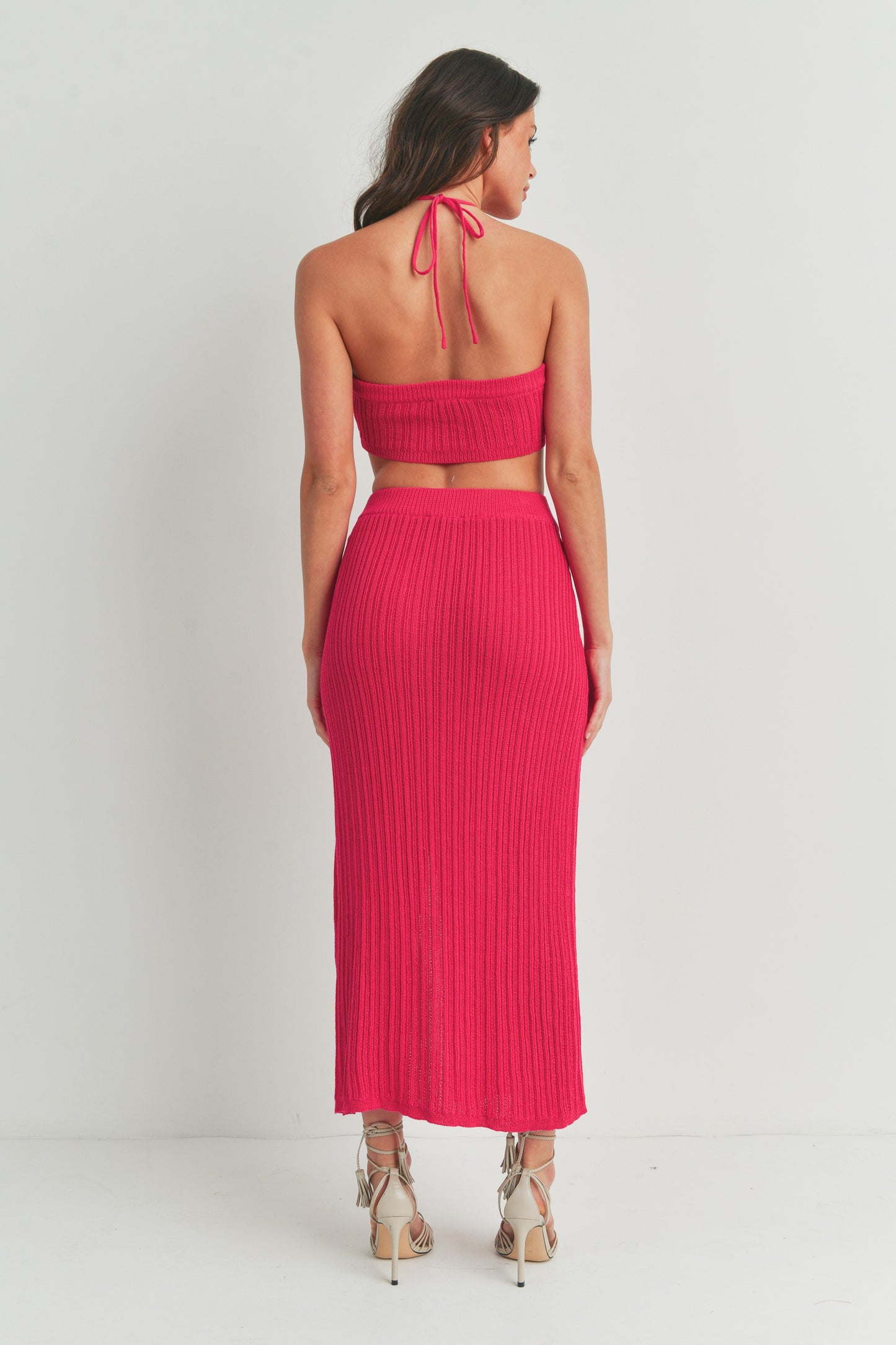 Sleeveless Crop Tube Top and Maxi Slit Skirt - 2 Piece Set