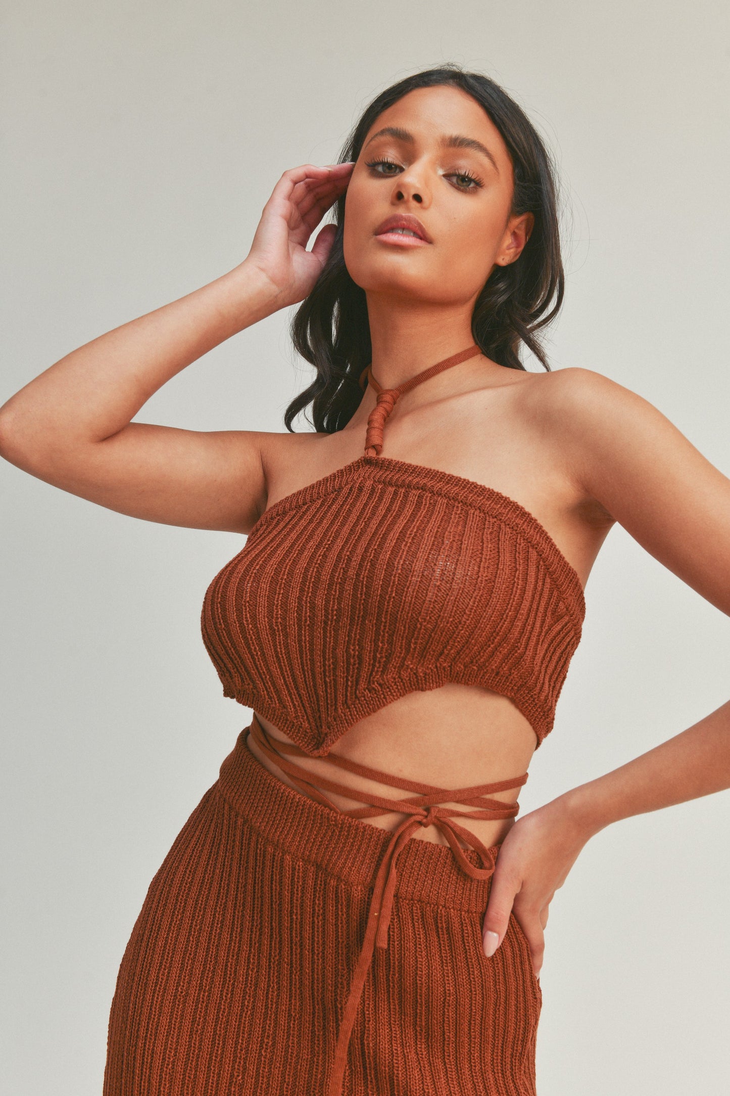 Sleeveless Crop Tube Top and Maxi Slit Skirt - 2 Piece Set