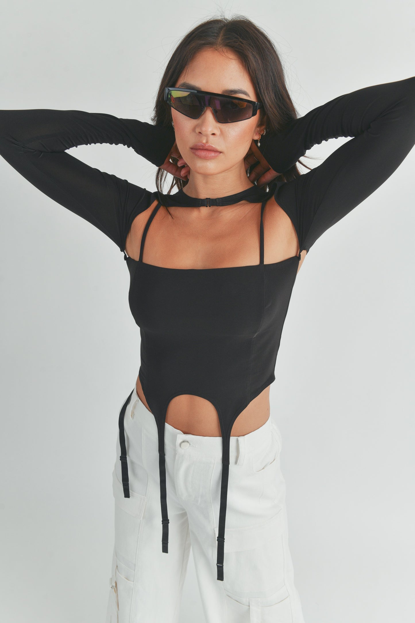 Long Sleeve Cut Out Crop Top