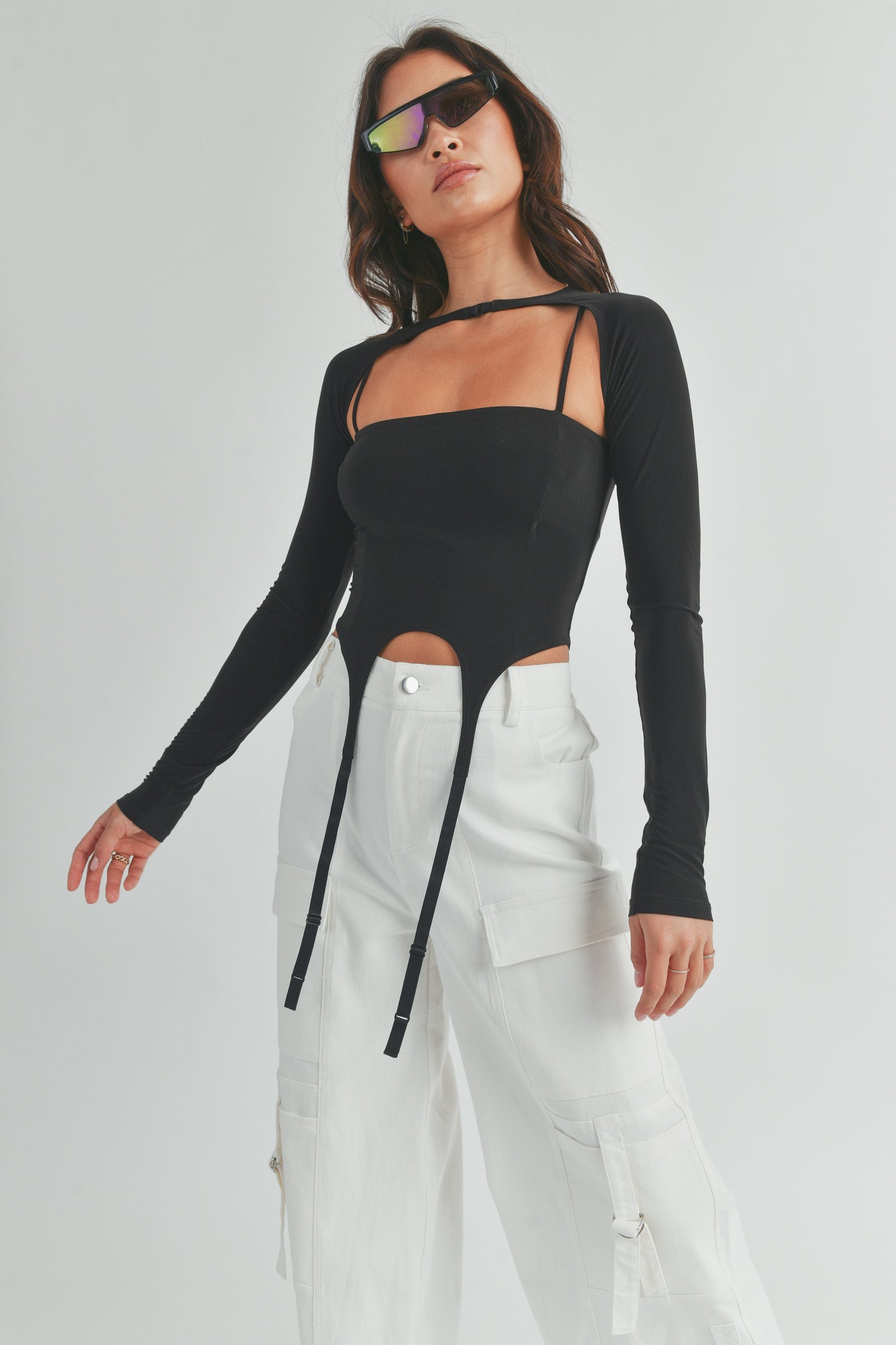 Long Sleeve Cut Out Crop Top