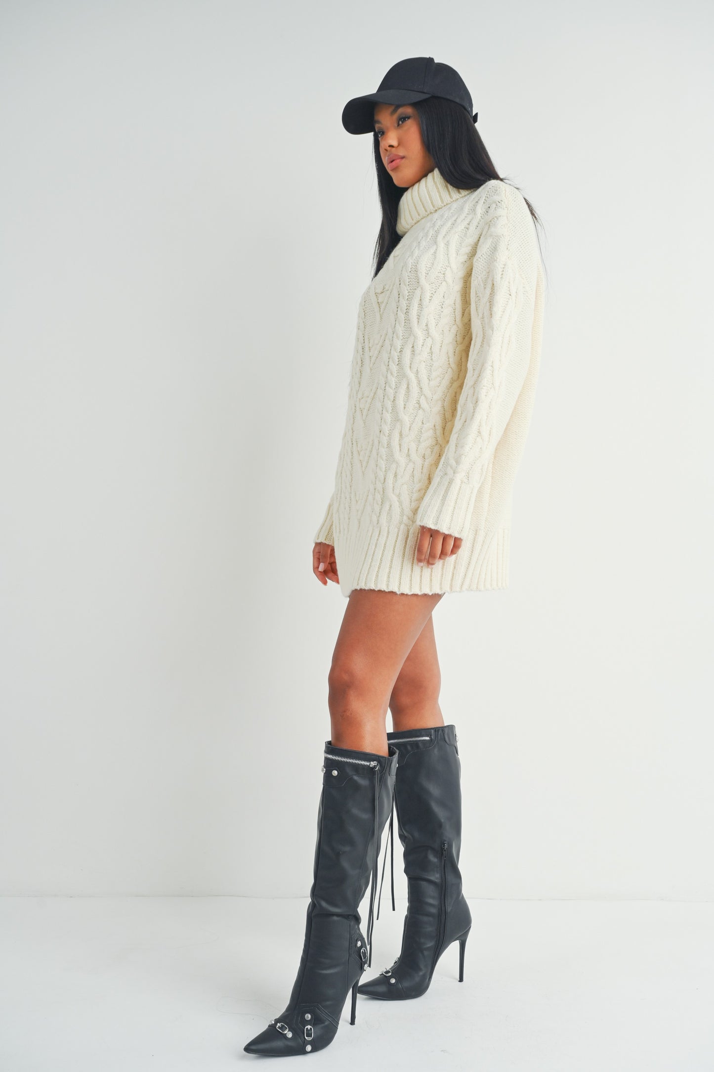 Long Sleeve Turtleneck Mini Sweater Dress