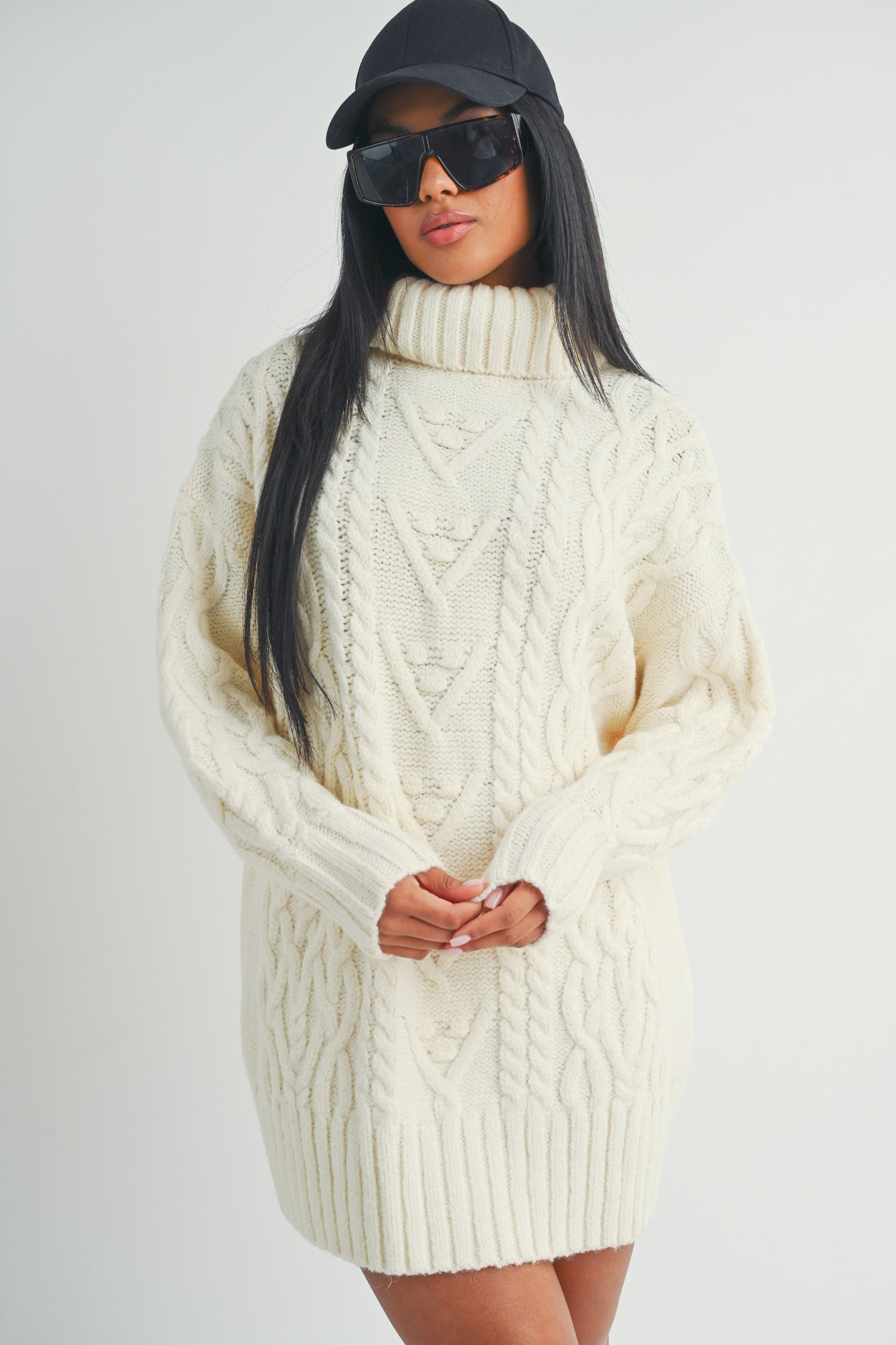 Long Sleeve Turtleneck Mini Sweater Dress