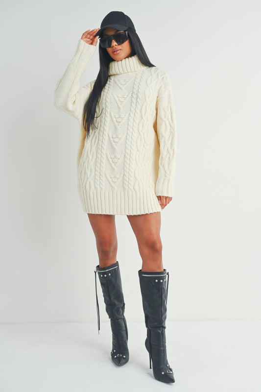 Long Sleeve Turtleneck Mini Sweater Dress