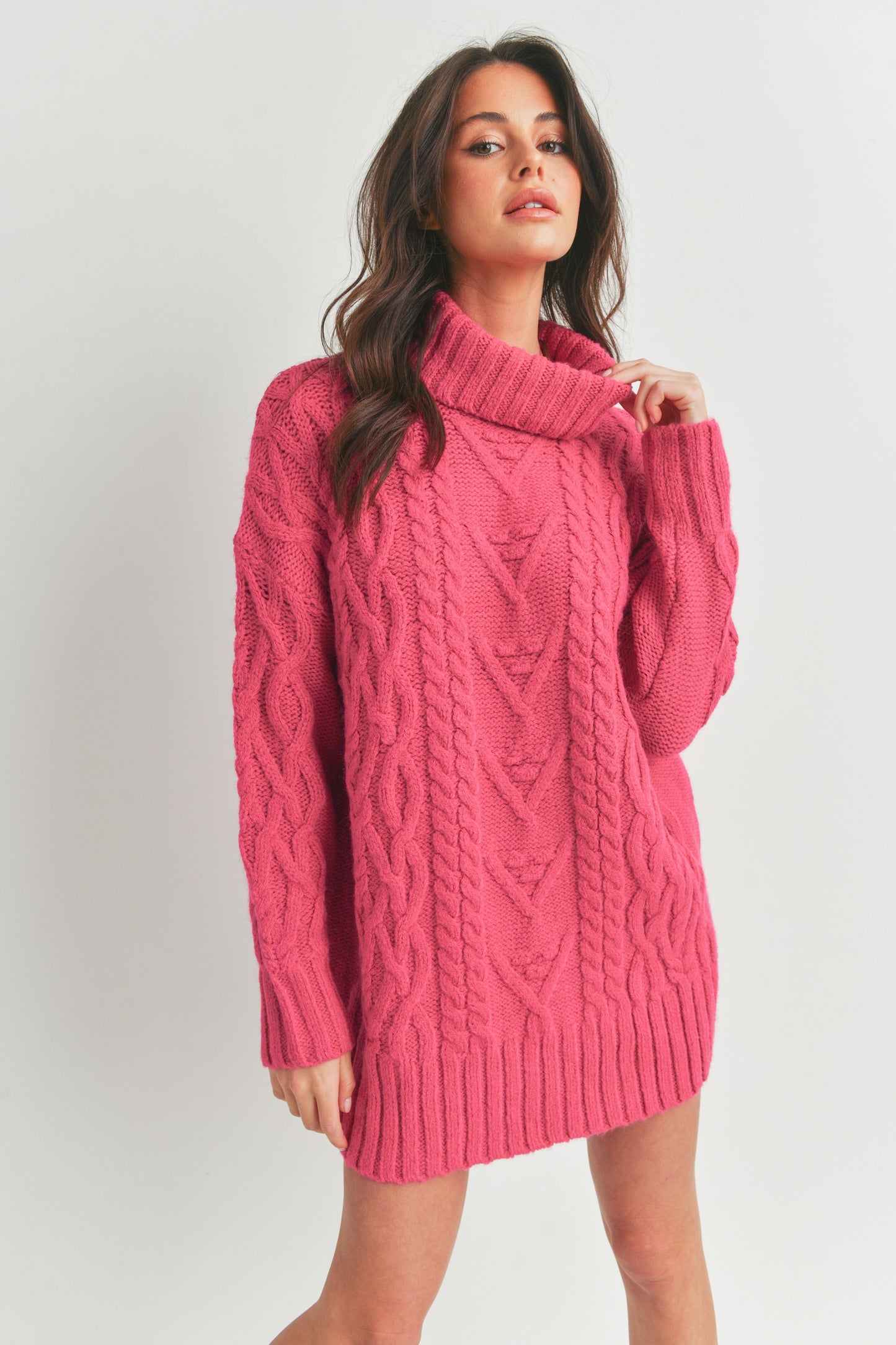 Long Sleeve Turtleneck Mini Sweater Dress