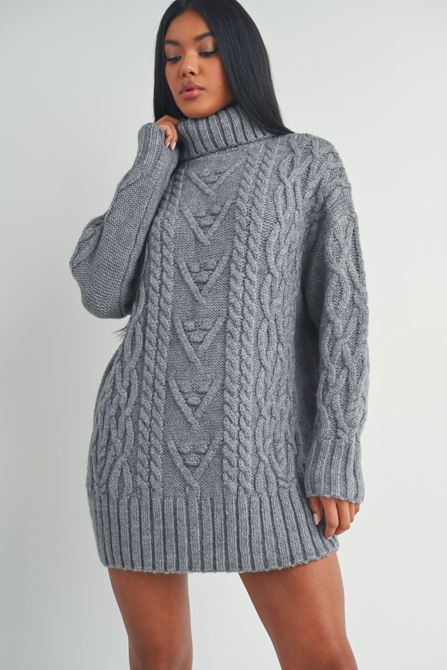 Long Sleeve Turtleneck Mini Sweater Dress