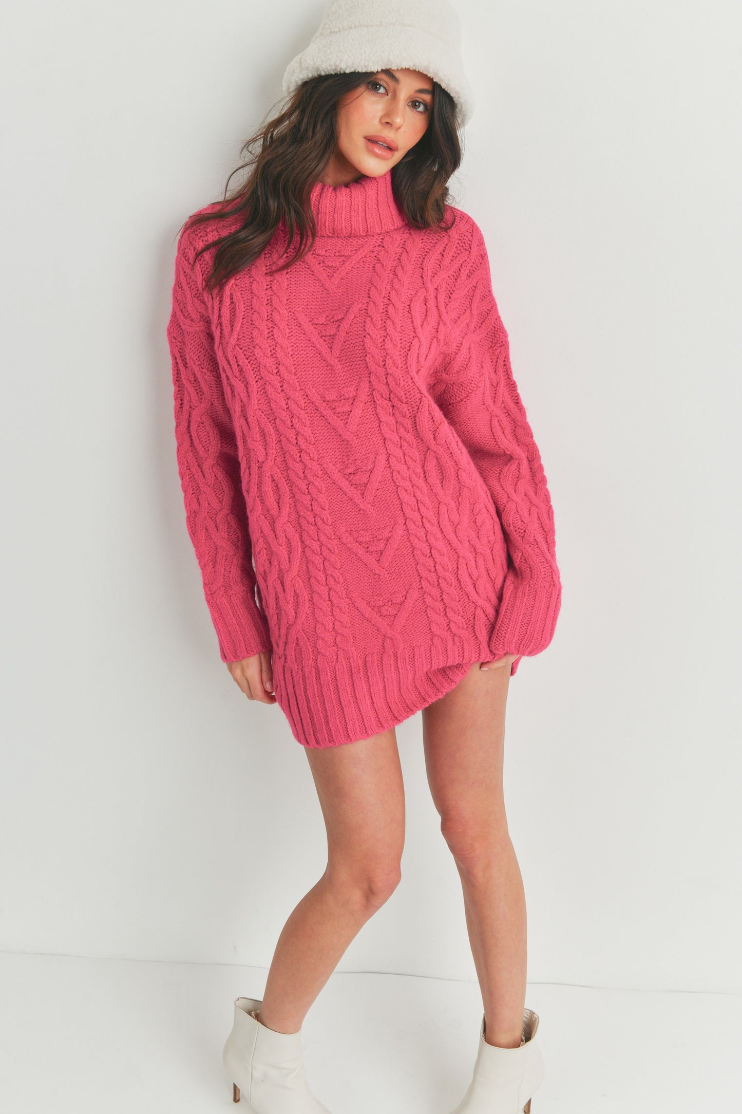 Long Sleeve Turtleneck Mini Sweater Dress