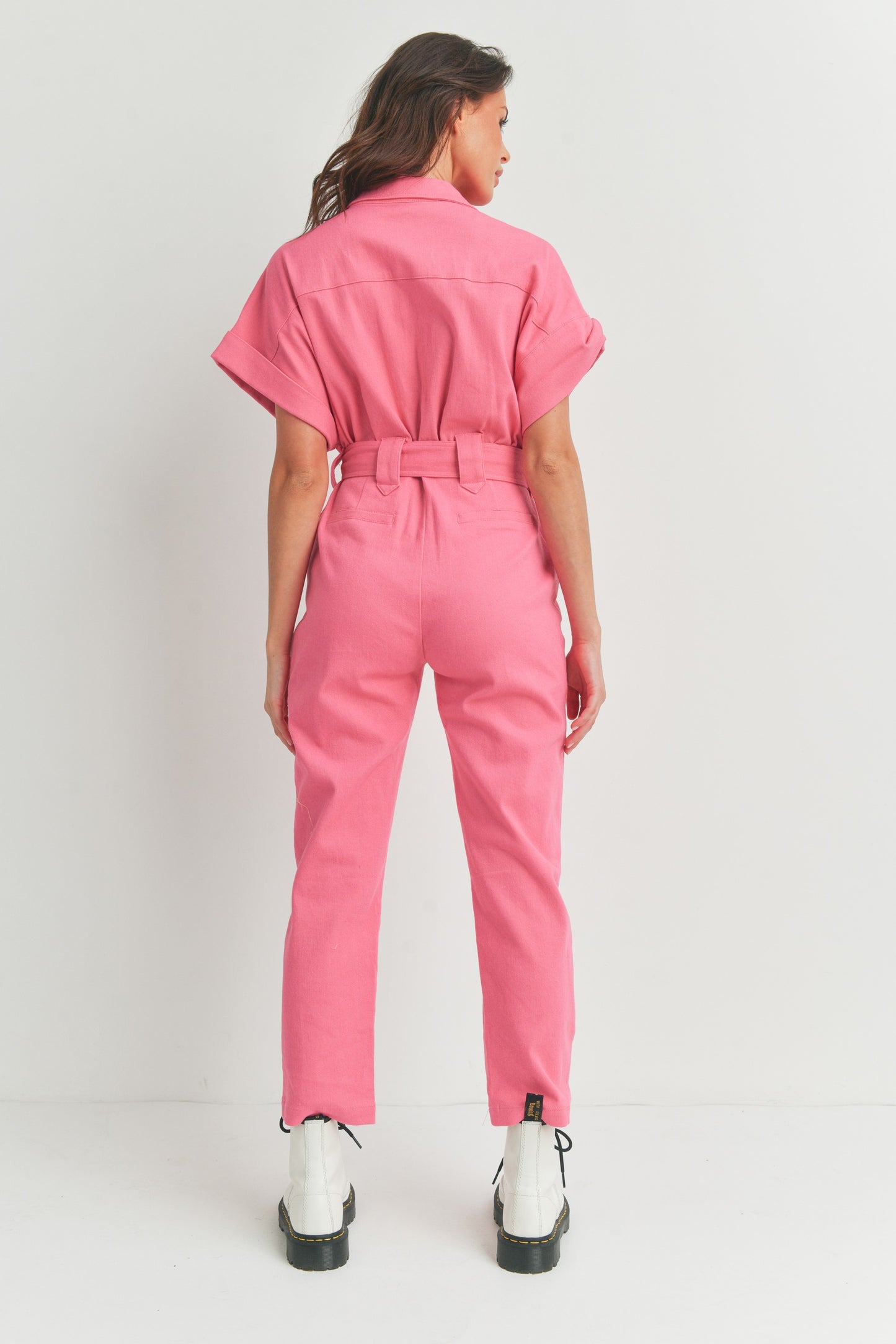 Short Sleeve Zipper Shirt and Pants - Jumpsuit