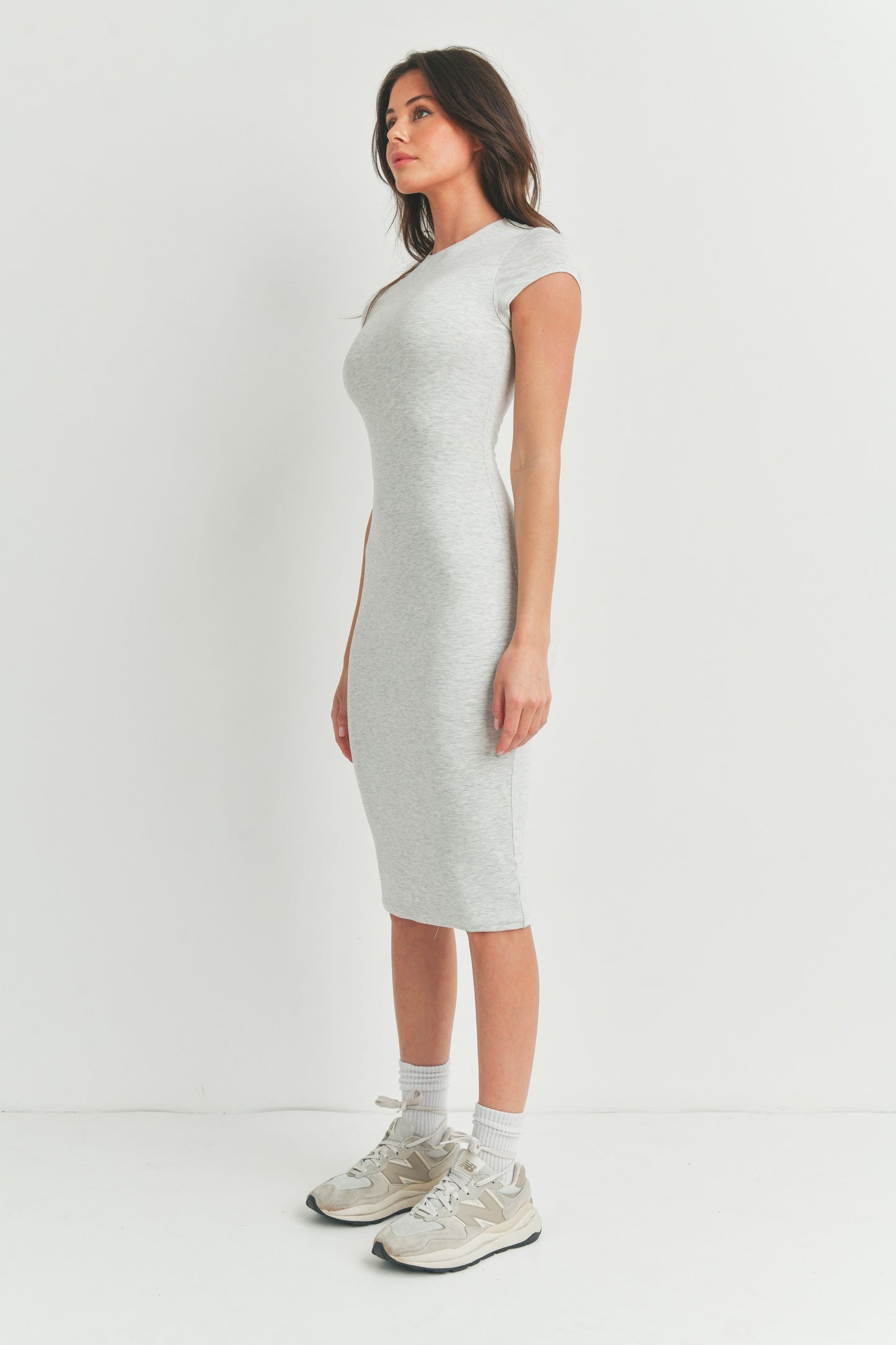 Short Sleeve Heather Midi Dress