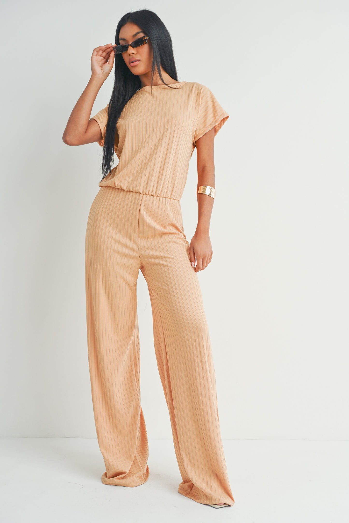 Short Sleeve Wide Leg Jumpsuit Rompers