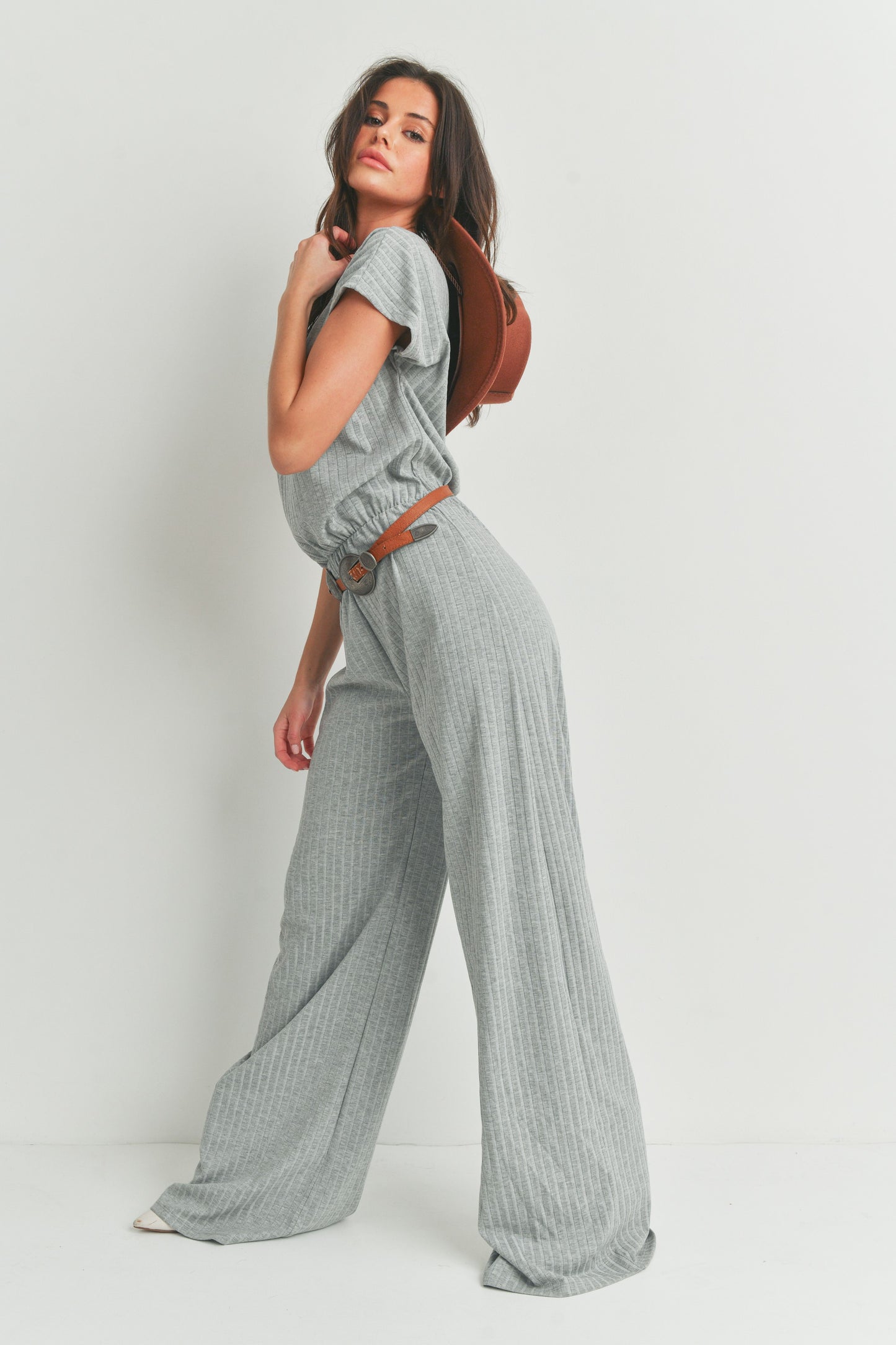 Short Sleeve Wide Leg Jumpsuit Rompers