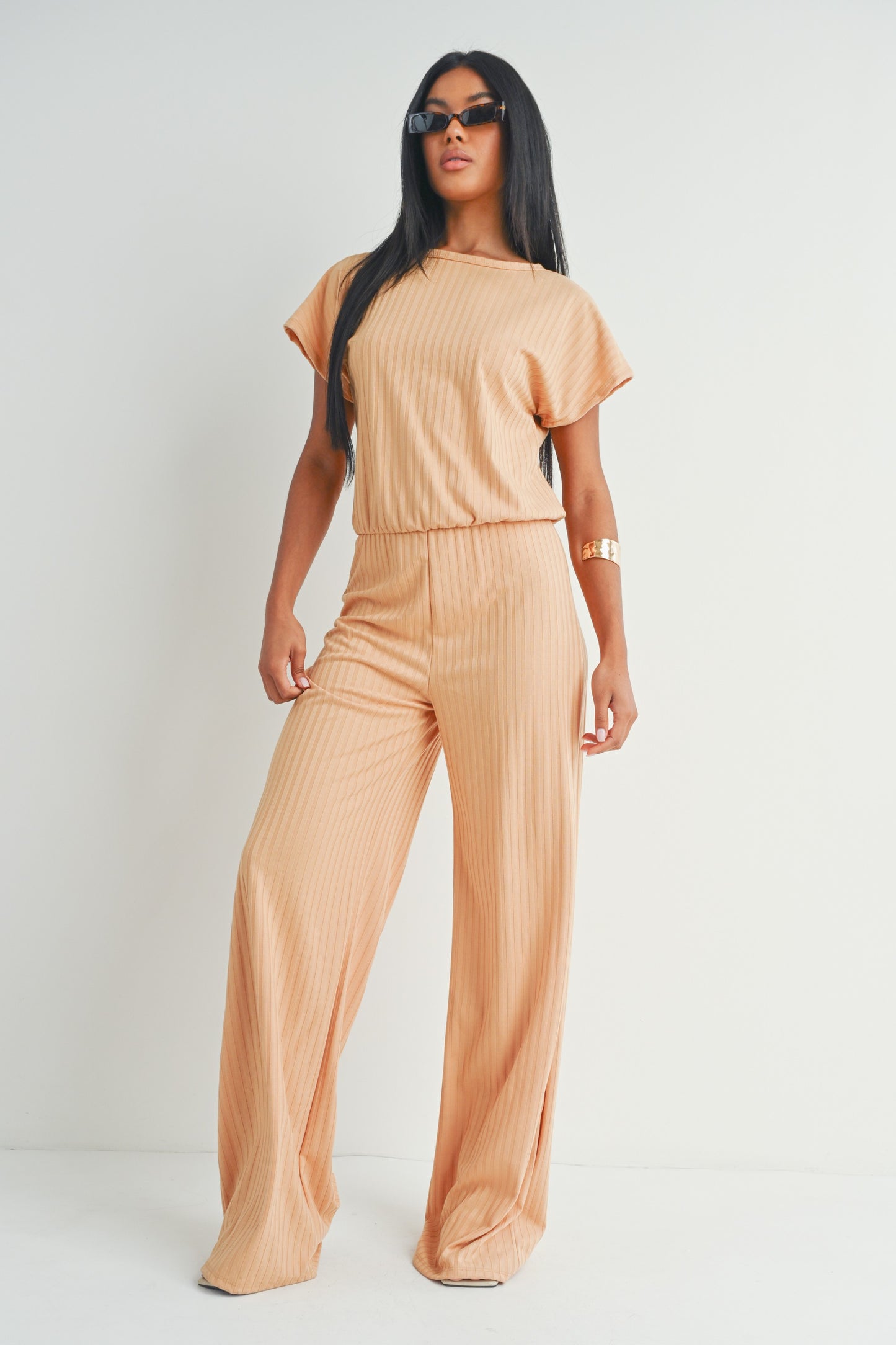 Short Sleeve Wide Leg Jumpsuit Rompers