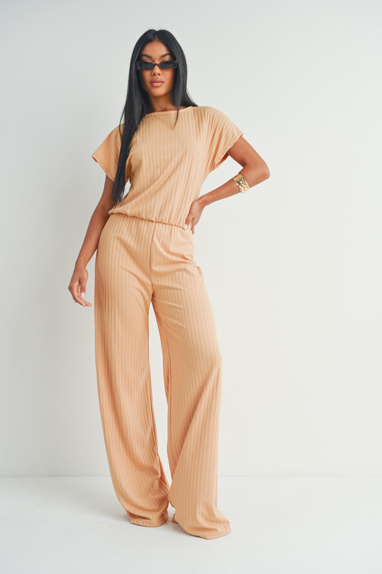 Short Sleeve Wide Leg Jumpsuit Rompers