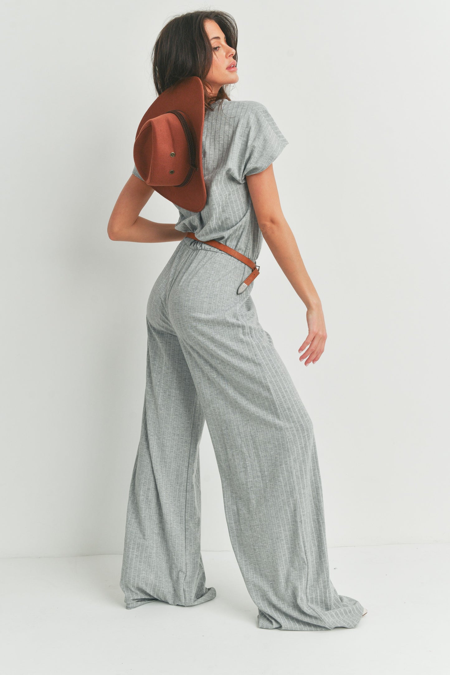 Short Sleeve Wide Leg Jumpsuit Rompers