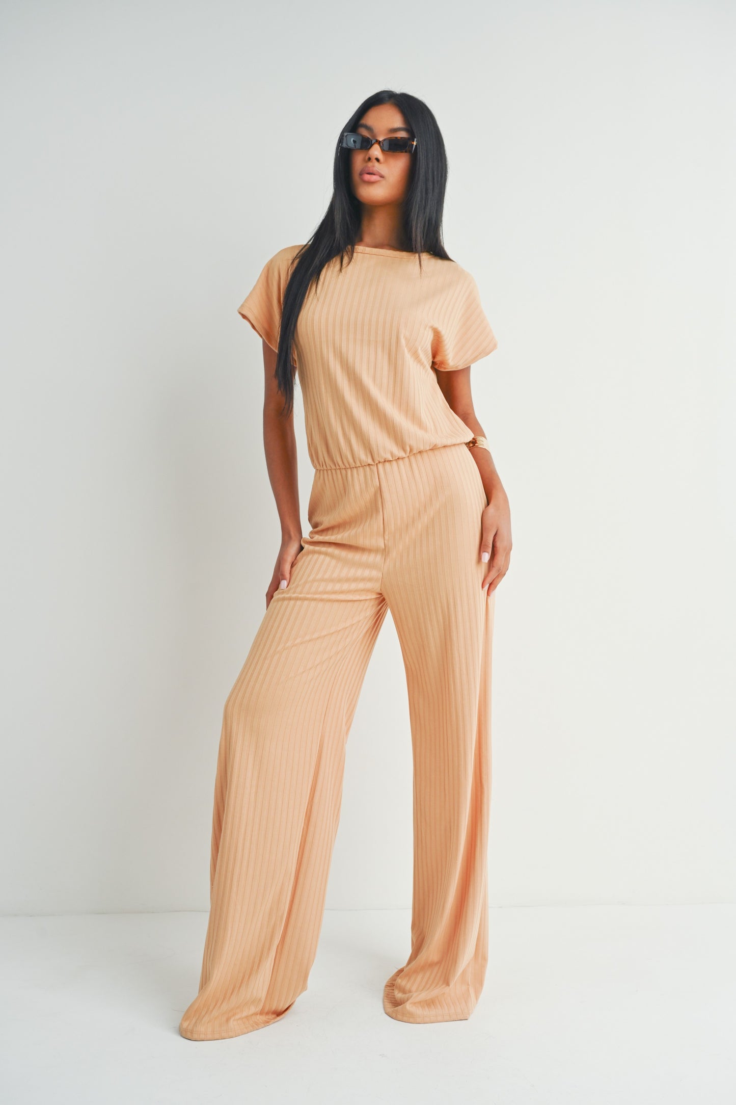 Short Sleeve Wide Leg Jumpsuit Rompers