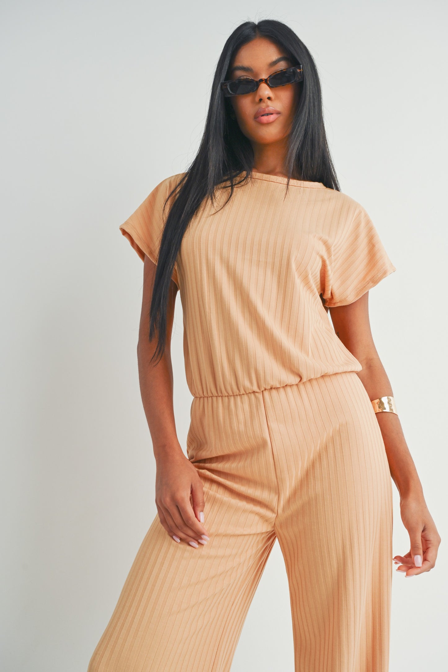 Short Sleeve Wide Leg Jumpsuit Rompers