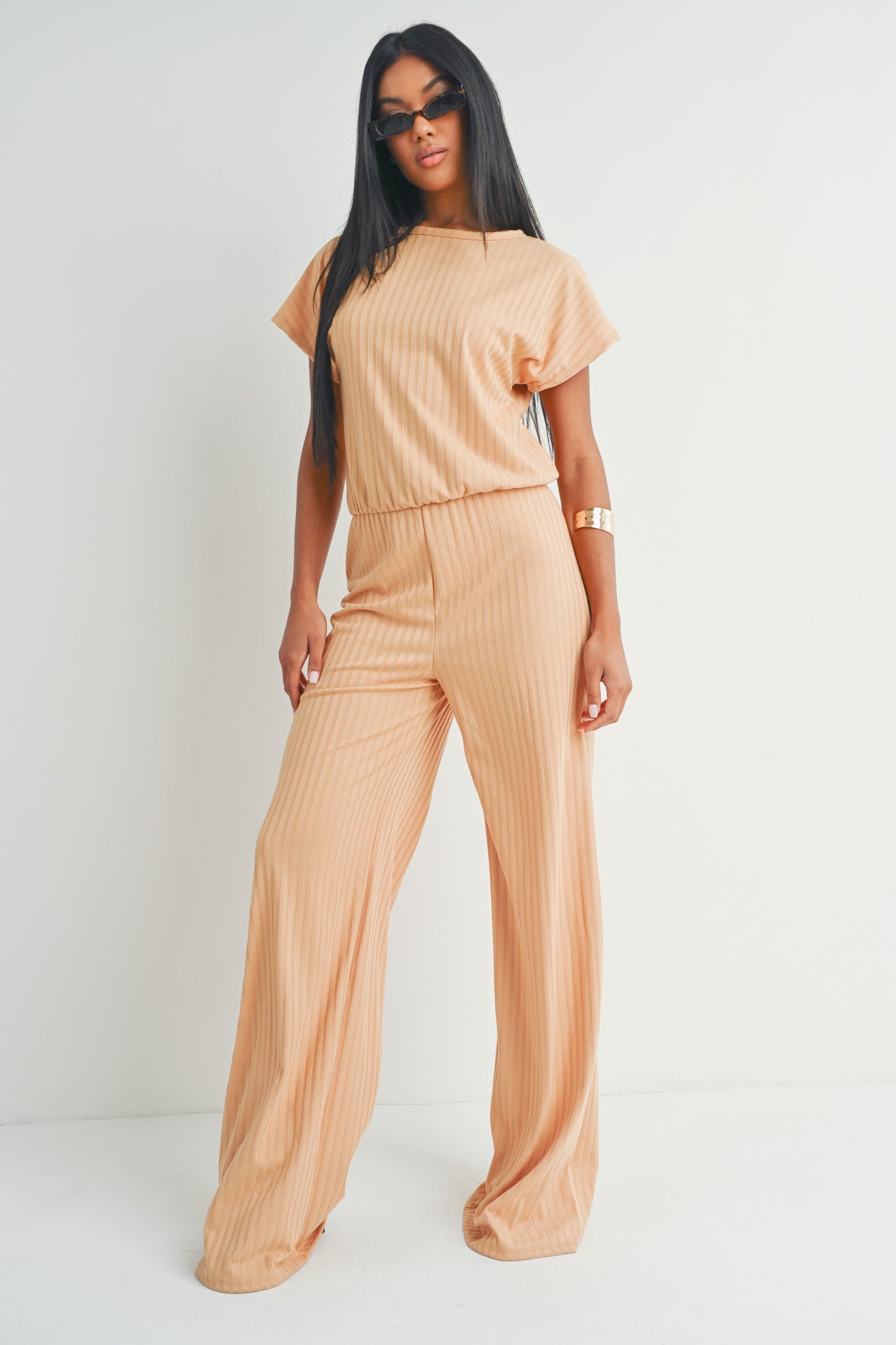 Short Sleeve Wide Leg Jumpsuit Rompers