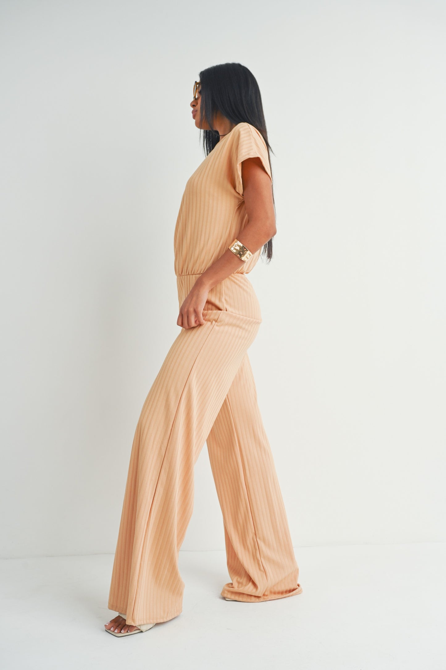 Short Sleeve Wide Leg Jumpsuit Rompers