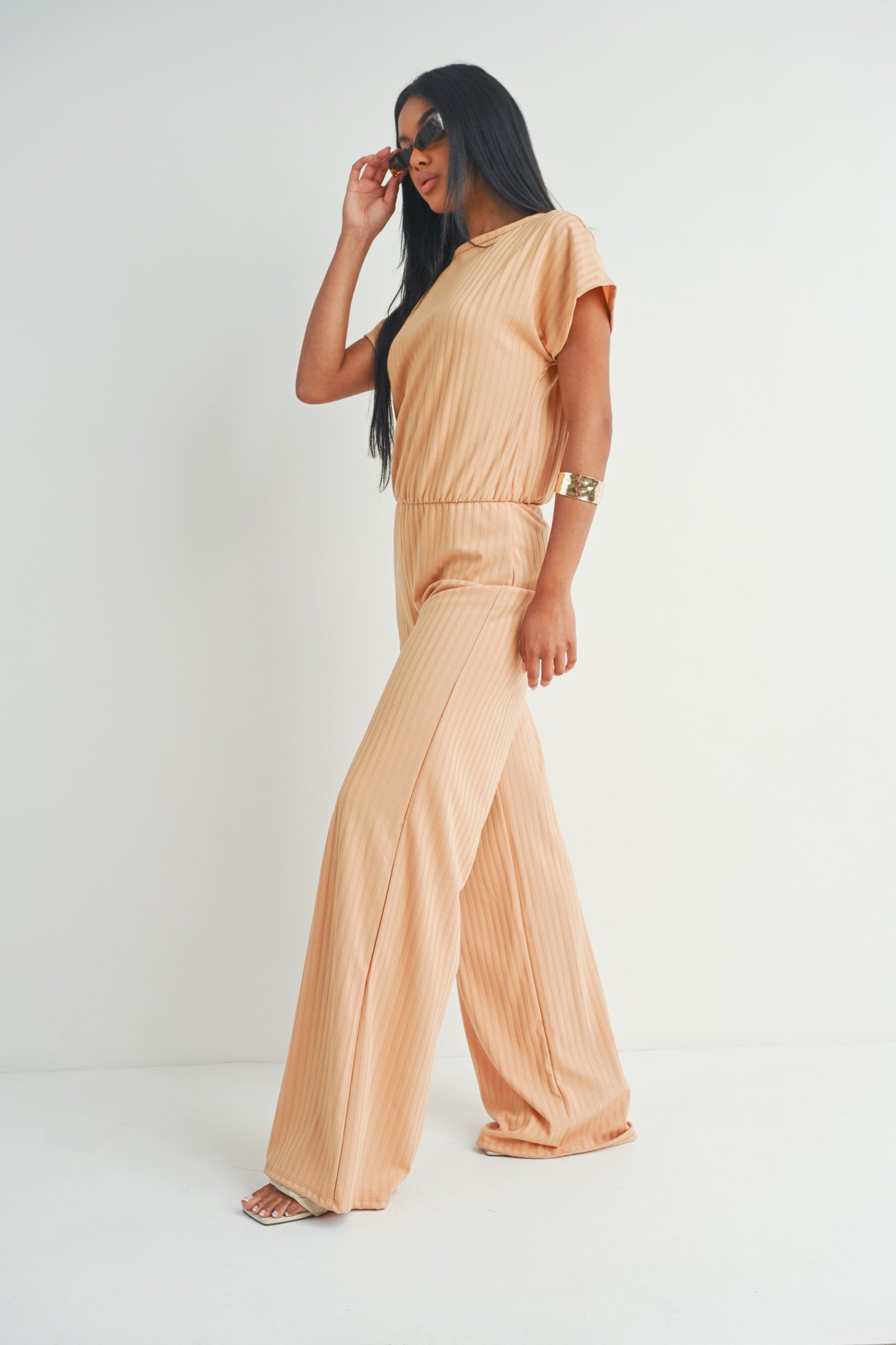 Short Sleeve Wide Leg Jumpsuit Rompers