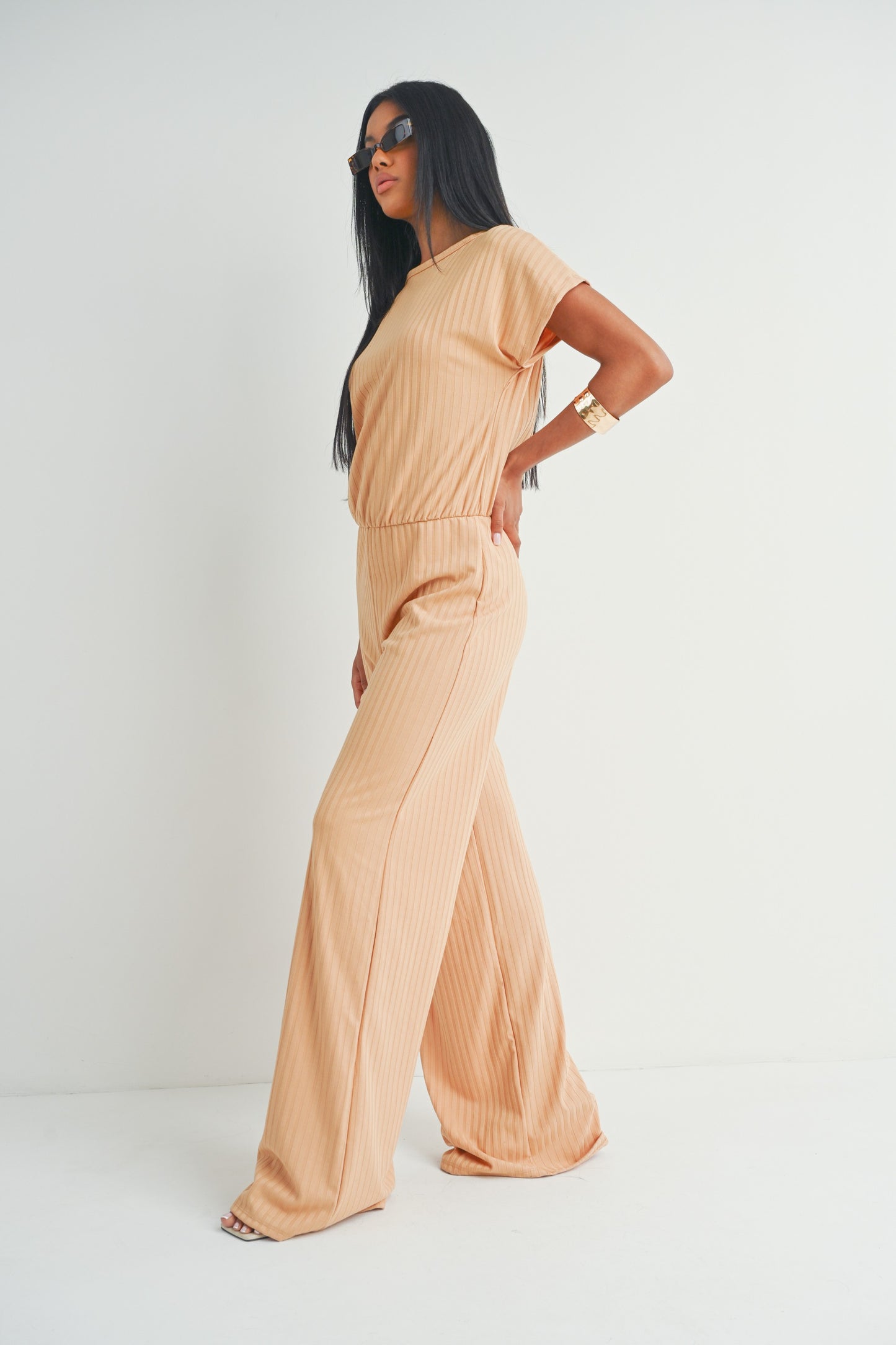 Short Sleeve Wide Leg Jumpsuit Rompers