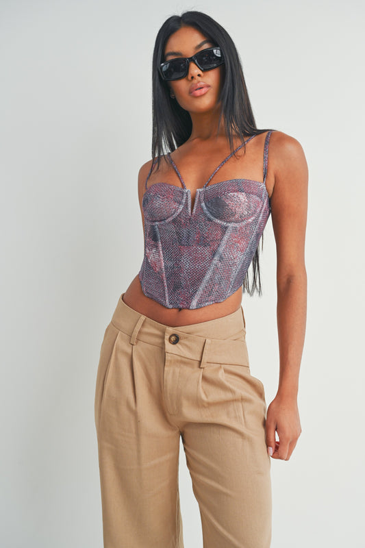 Multi Print Corset Top