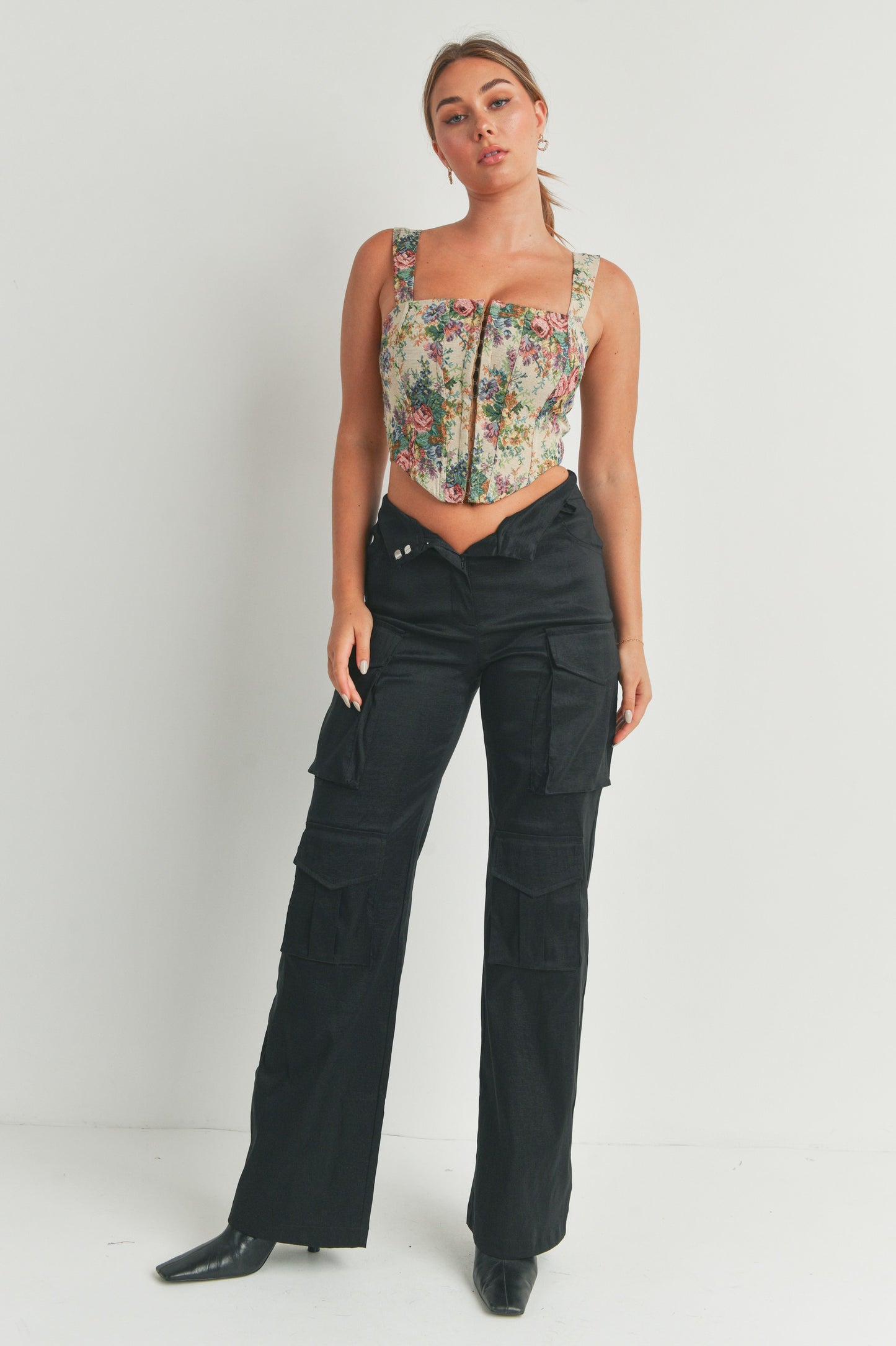 Floral Zip Corset Top