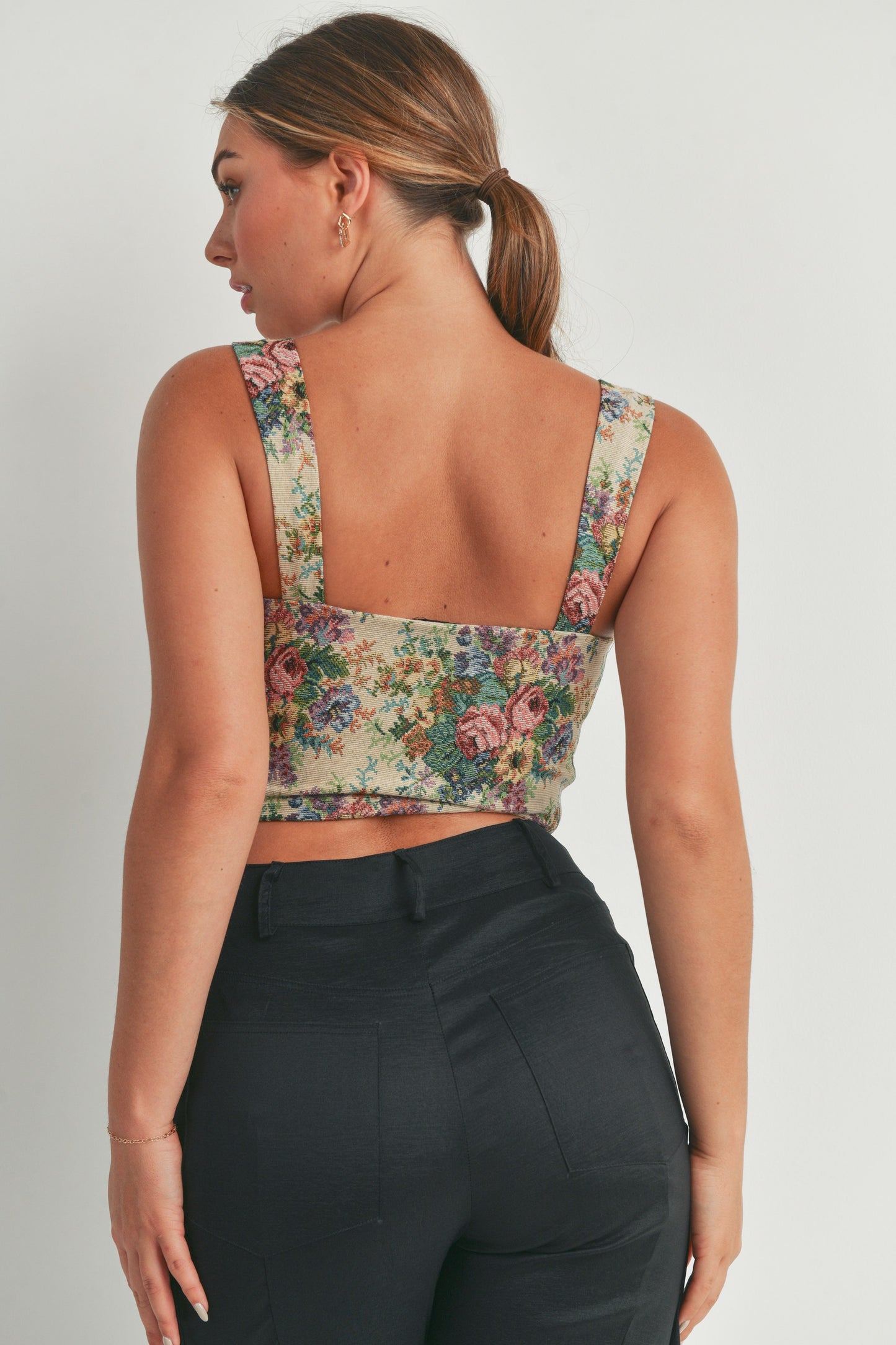 Floral Zip Corset Top