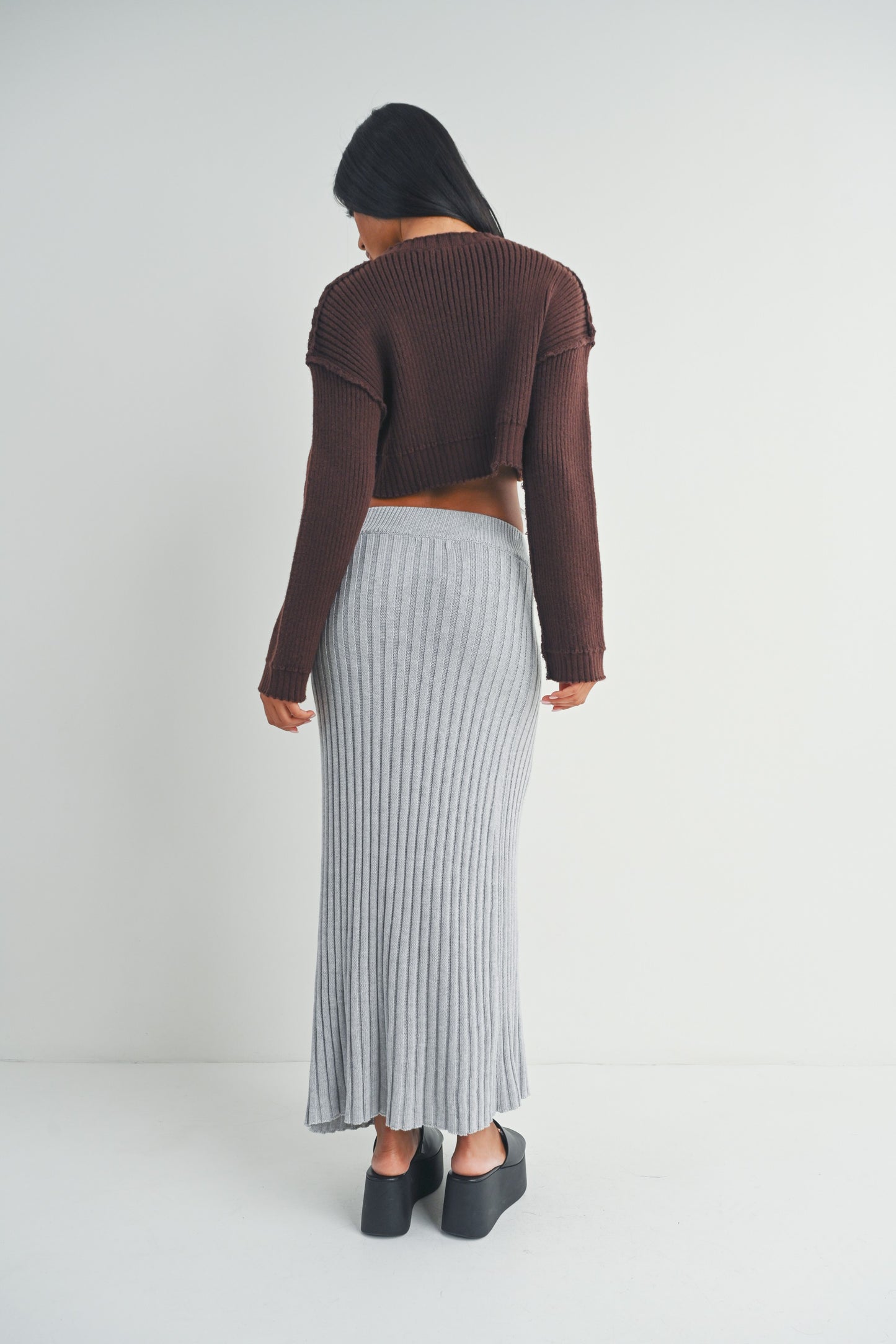 Crop Ribbed Knit Pullover Sweater