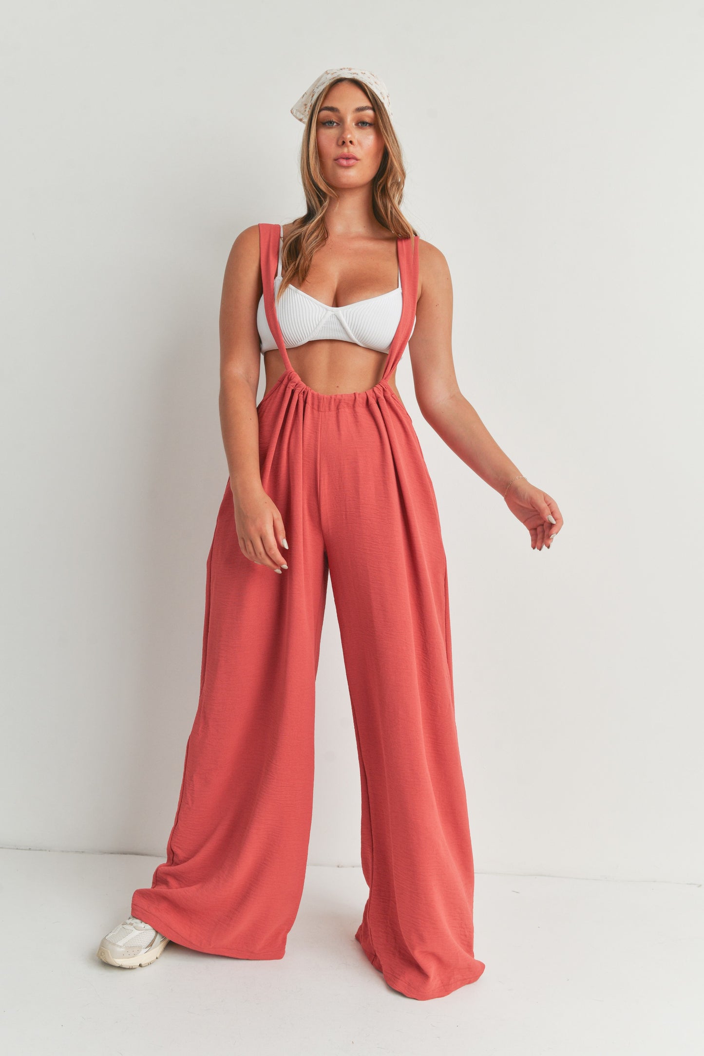 Overall Wide Leg Pants Suspender Jumpsuit